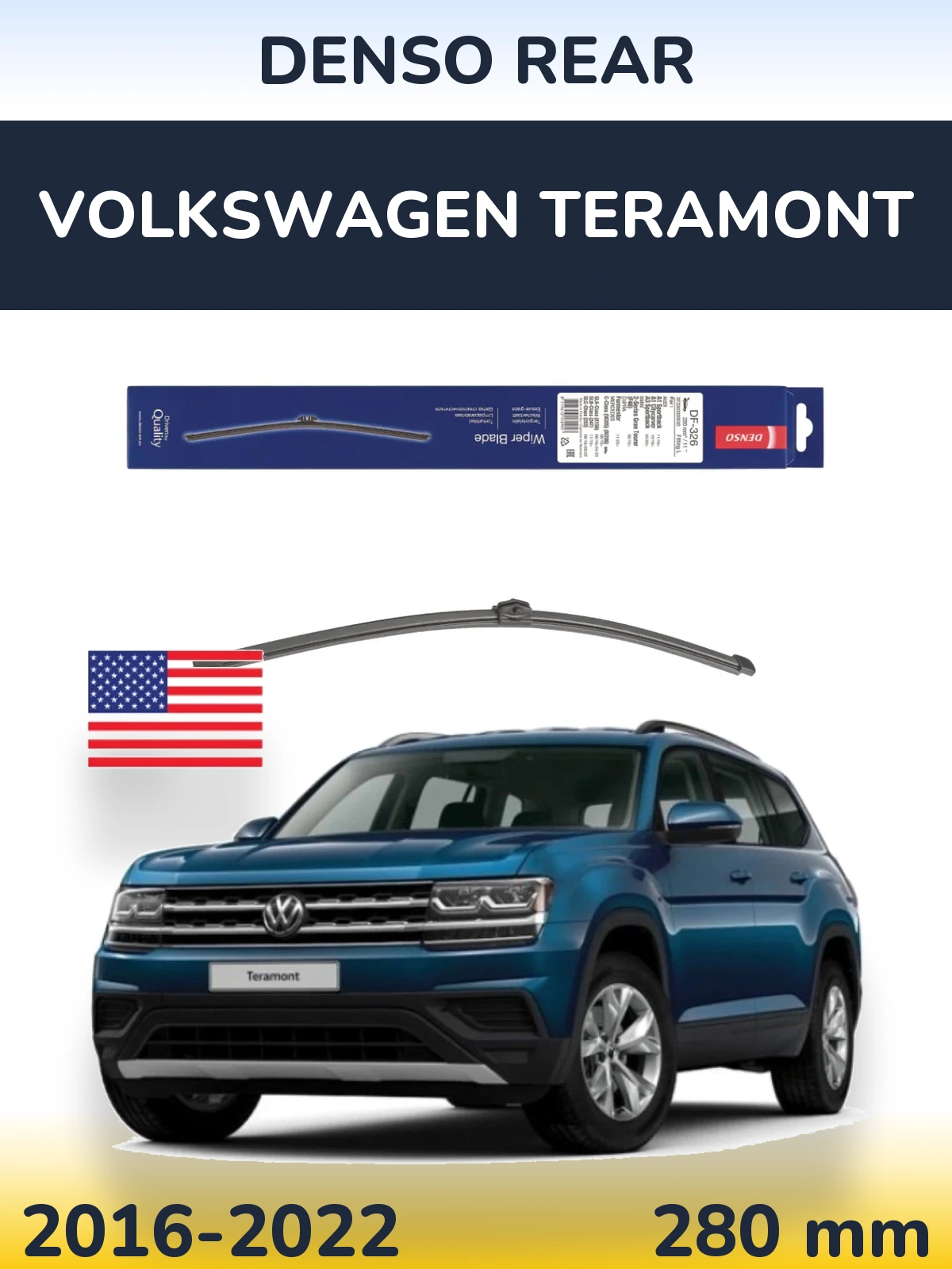 Rear wiper blade Denso Rear 285 mm for Volkswagen Teramont 2016-2022