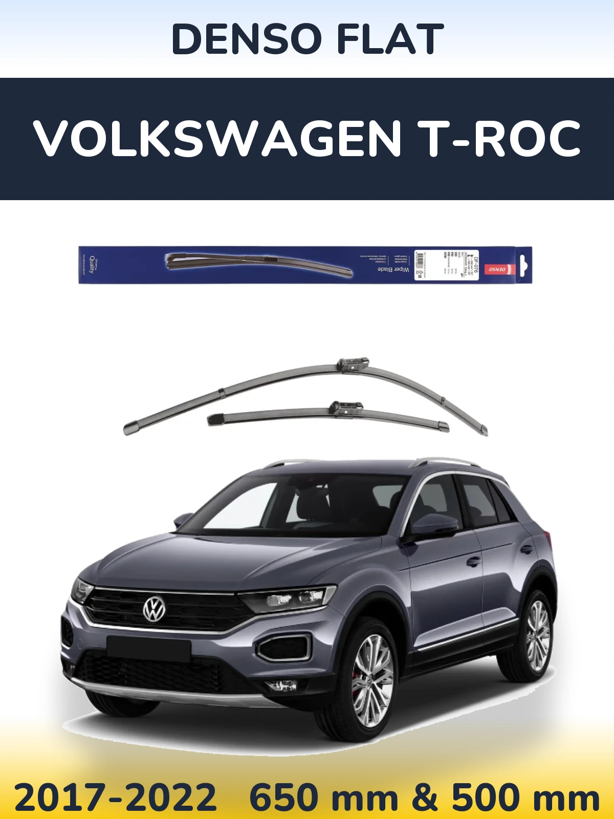 Комплект передних дворников Denso Flat 630 & 500 мм для Volkswagen T-Roc 2017-2022