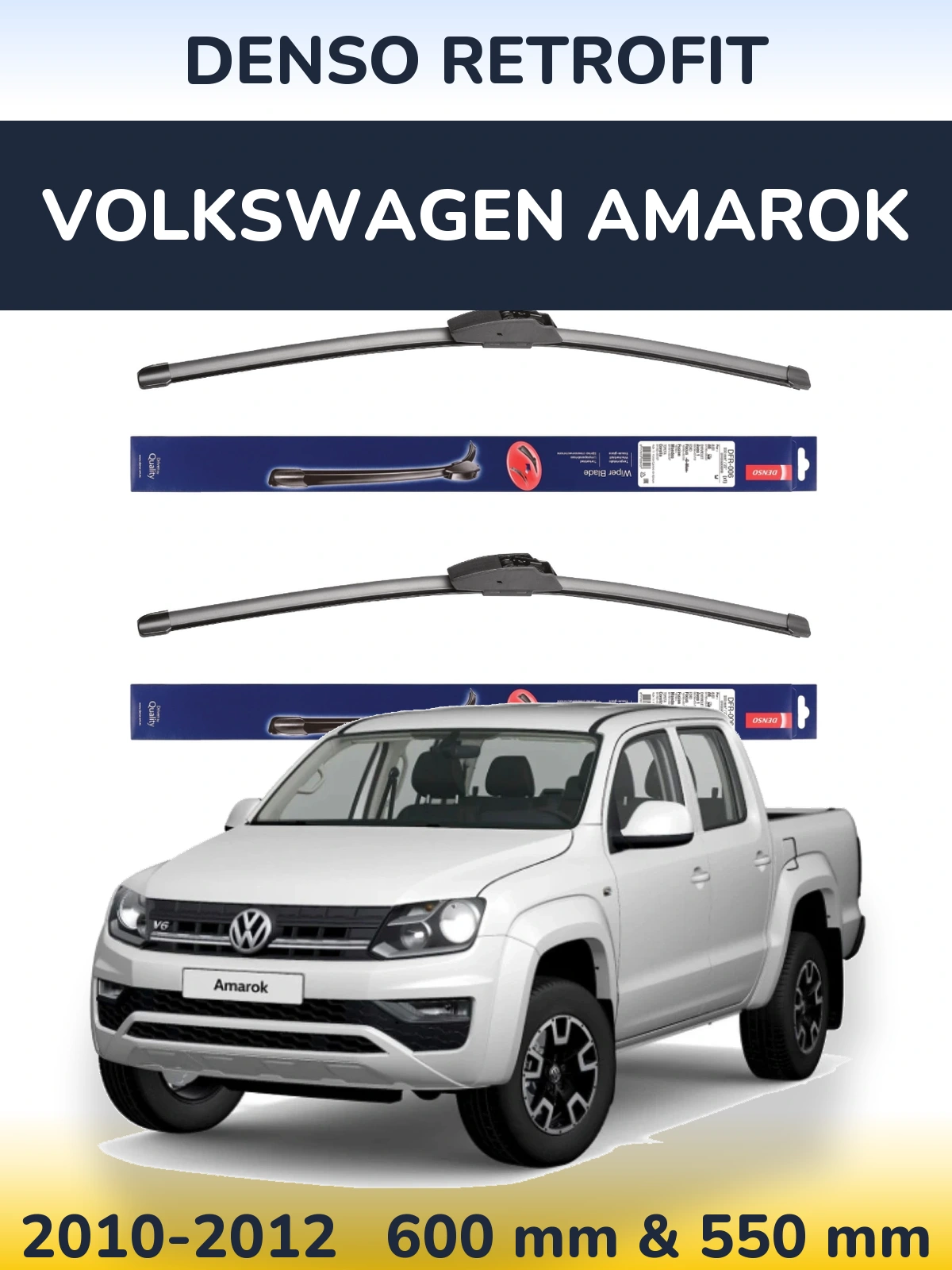 Комплект передніх щіток Denso Retrofit 600 & 550 мм для Volkswagen Amarok 2010-2012