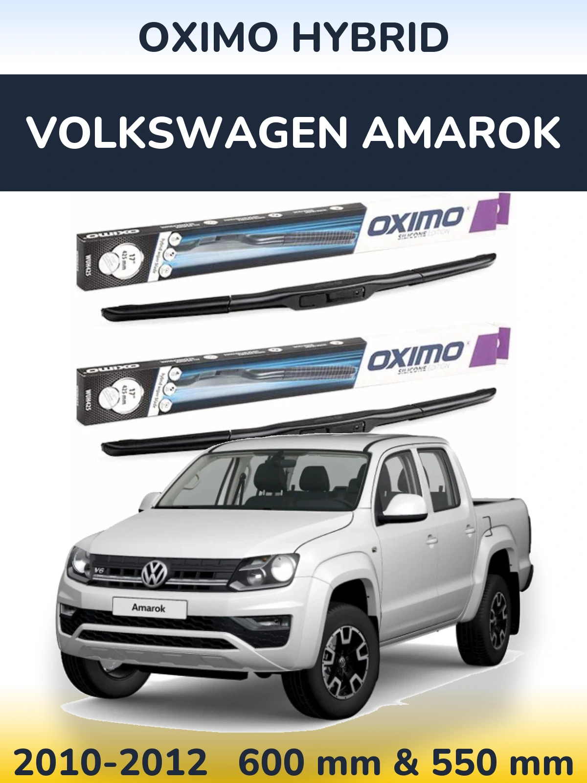 Комплект передних дворников Oximo Hybrid 600 & 550 мм для Volkswagen Amarok 2010-2012