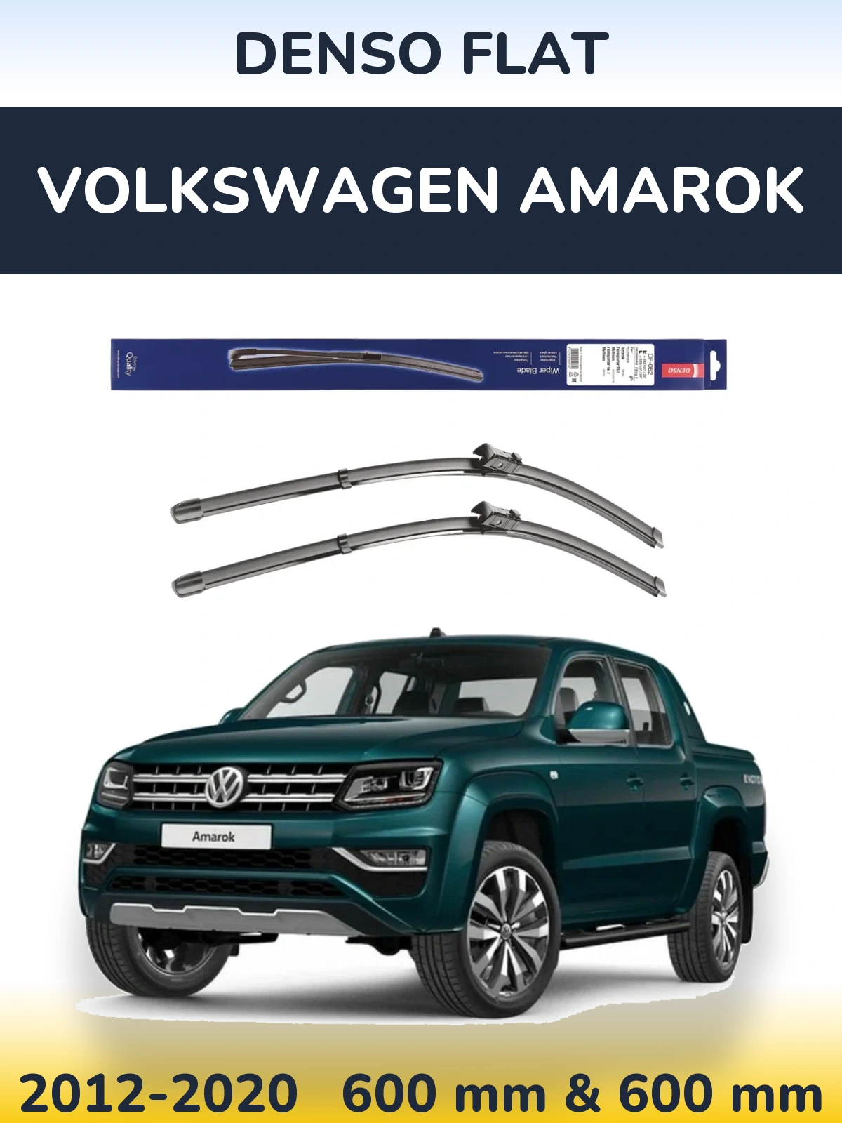 Komplet przednich wycieraczek Denso Flat 600 & 600 mm do Volkswagen Amarok 2012-2020