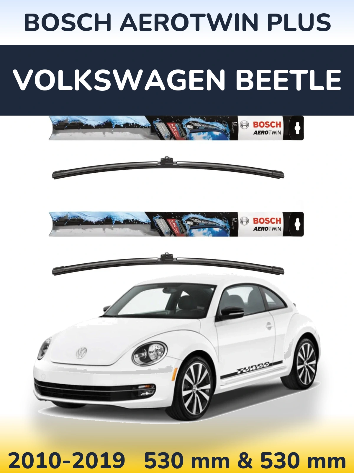 Komplet przednich wycieraczek BOSCH AeroTwin Plus 530 & 530 mm do Volkswagen Beetle 2010-2019