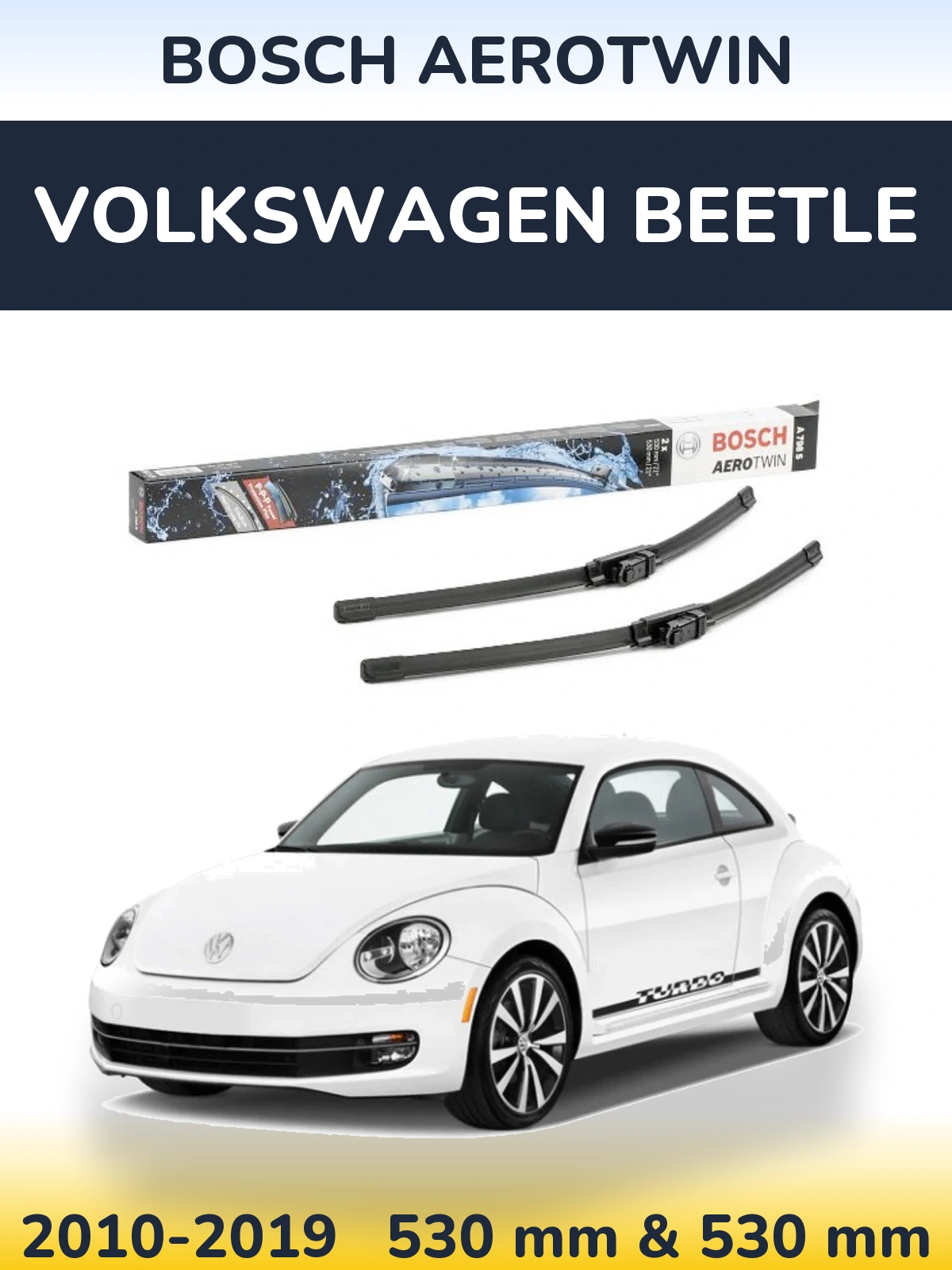 Komplet przednich wycieraczek BOSCH AeroTwin 530 & 530 mm do Volkswagen Beetle 2010-2019