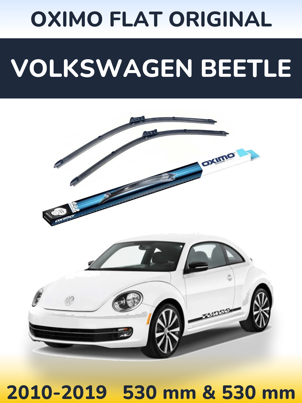Комплект передних дворников Oximo Flat Original 530 & 530 мм для Volkswagen Beetle 2010-2019