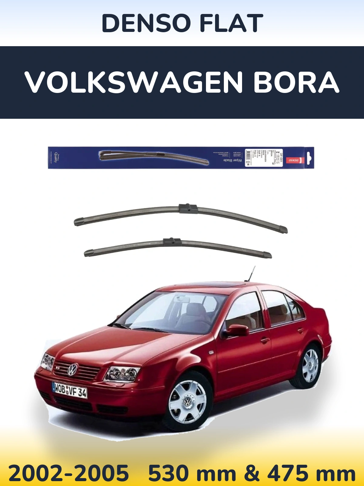 Komplet przednich wycieraczek Denso Flat 530 & 475 mm do Volkswagen Bora 2002-2005