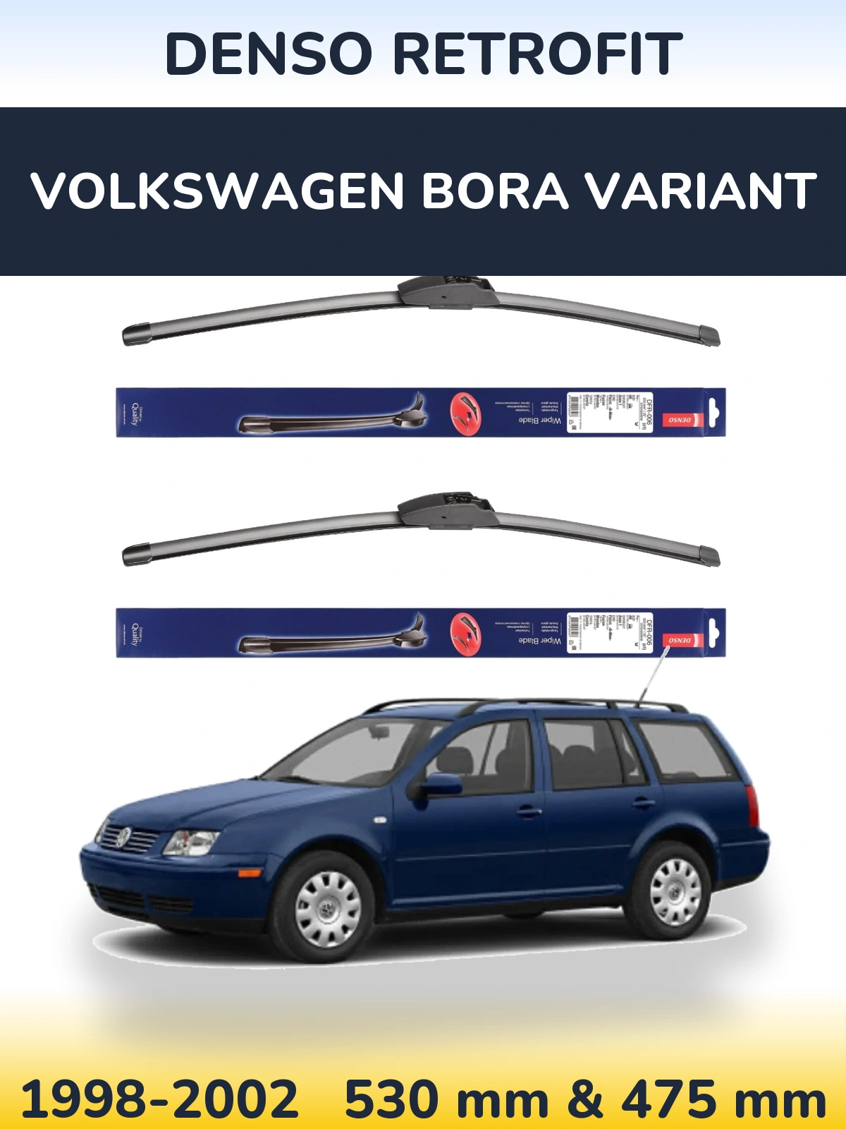 Комплект передних дворников Denso Retrofit 530 & 475 мм для Volkswagen Bora Variant 1998-2002