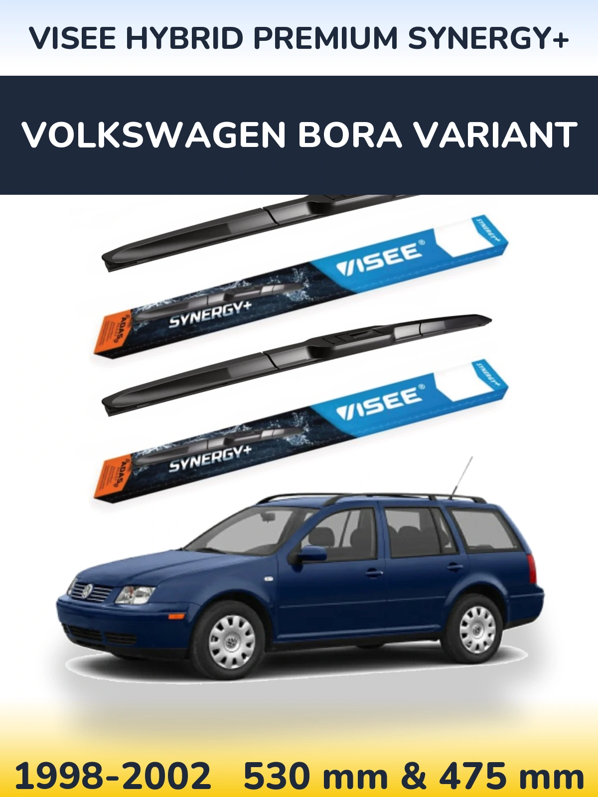 Комплект передних дворников VISEE HYBRID PREMIUM SYNERGY+ 530 & 475 мм для Volkswagen Bora Variant 1998-2002
