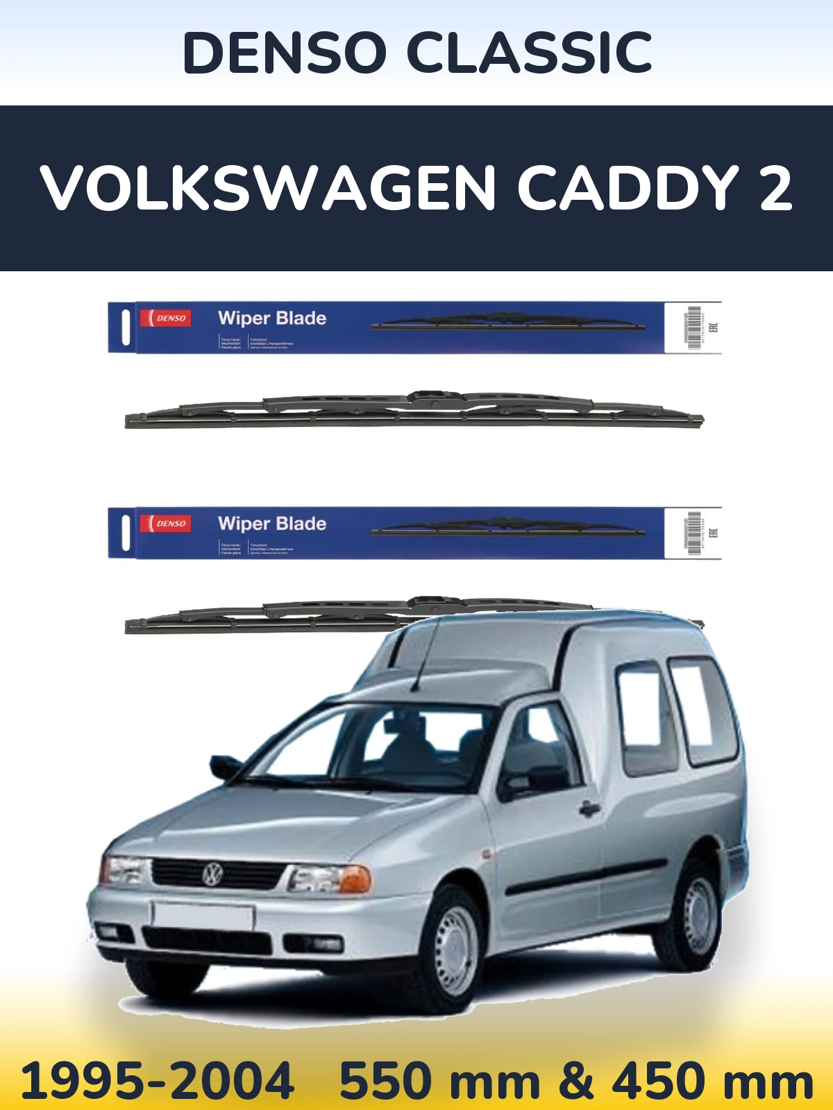 Komplet przednich wycieraczek Denso Classic 550 & 450 mm do Volkswagen Caddy 2 1995-2004