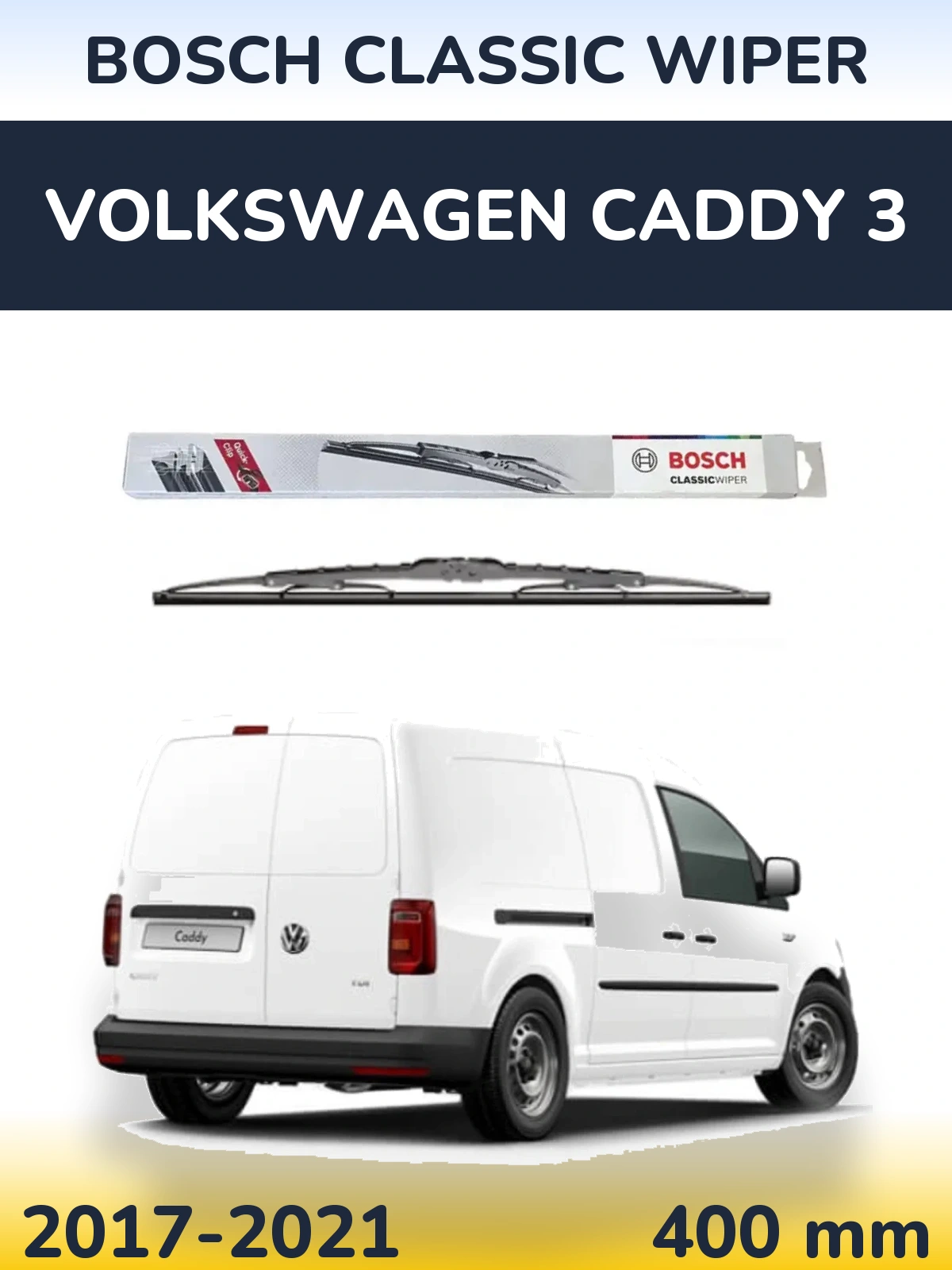 Rear wiper blade BOSCH Classic Wiper 400 mm for Volkswagen Caddy 3 2017-2021
