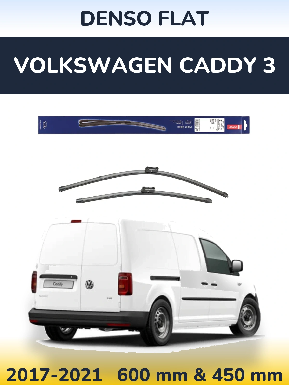 Komplet przednich wycieraczek Denso Flat 600 & 450 mm do Volkswagen Caddy 3 2017-2021