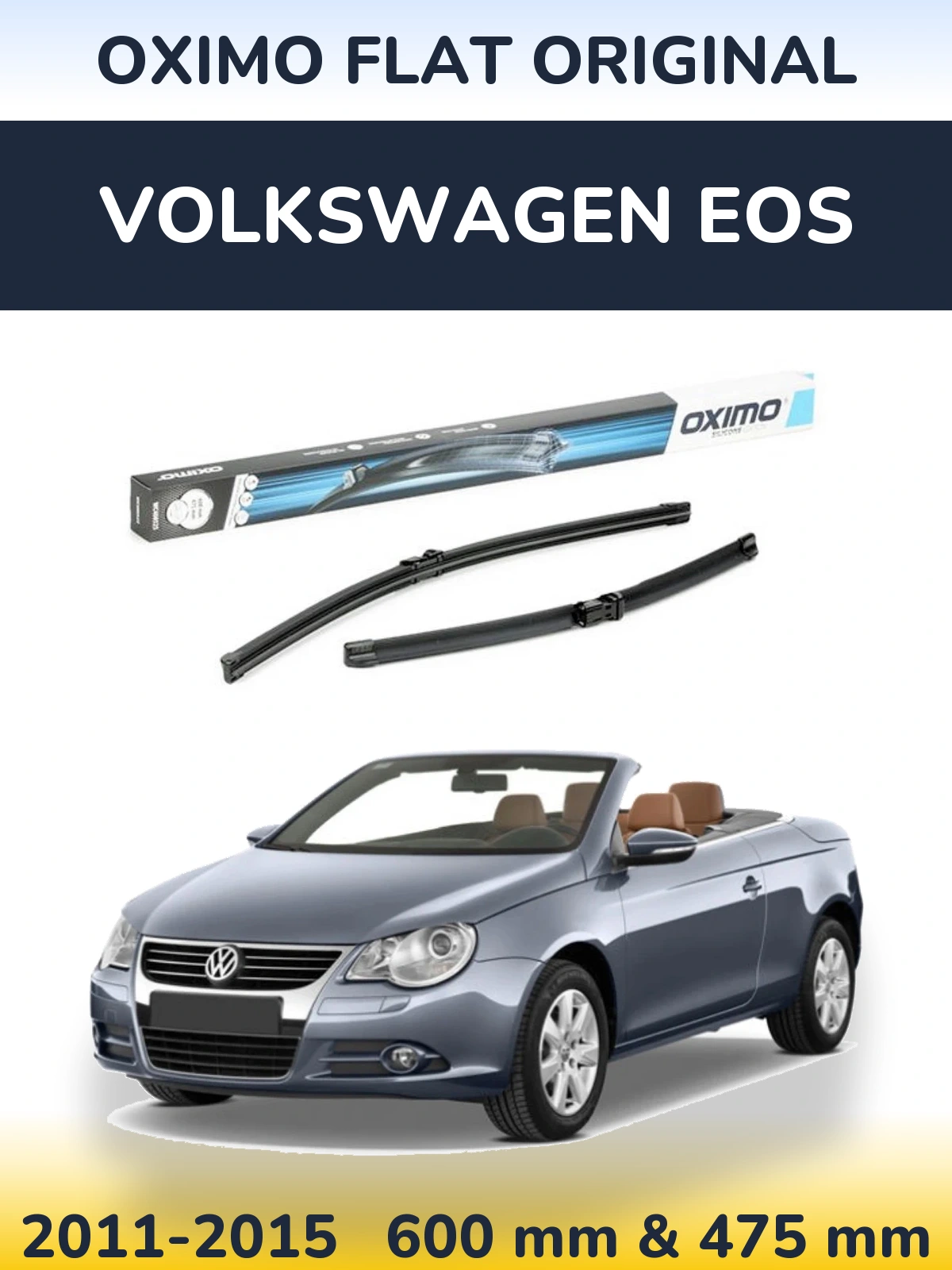 Комплект передніх щіток Oximo Flat Original 600 & 475 мм для Volkswagen EOS 2011-2015