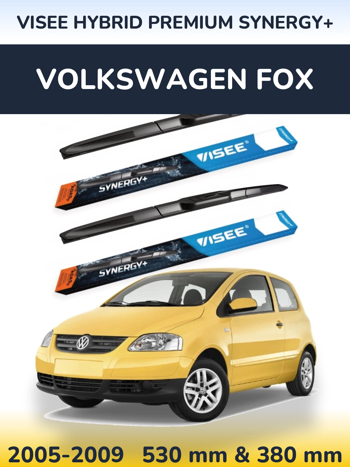 Комплект передніх щіток VISEE HYBRID PREMIUM SYNERGY+ 530 & 380 мм для Volkswagen Fox 2005-2009