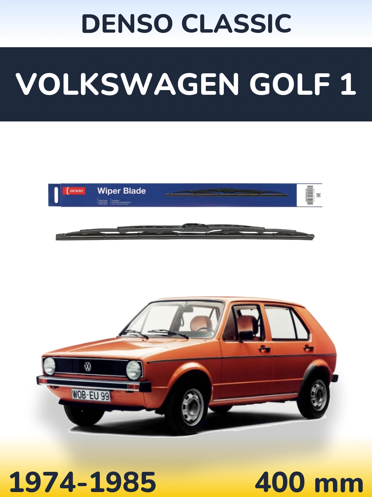 Rear wiper blade Denso Classic 400 mm for Volkswagen Golf 1 1974-1985