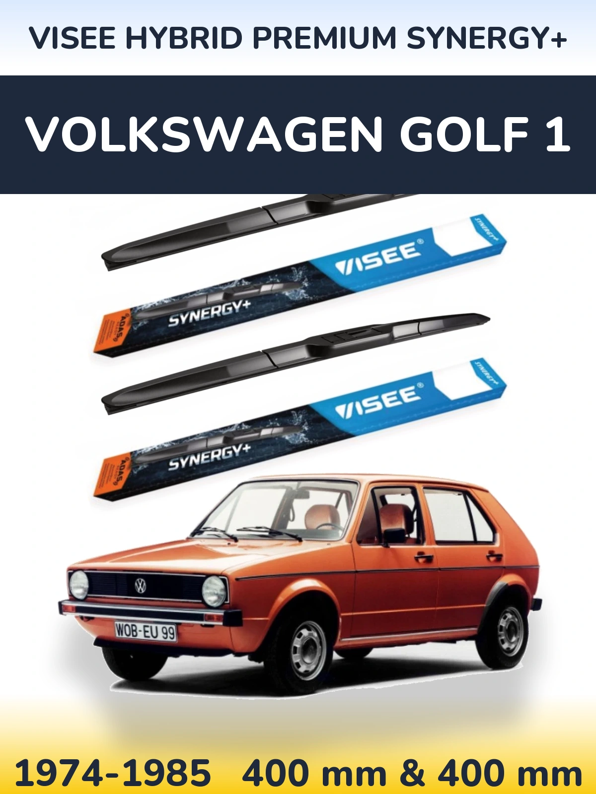Komplet przednich wycieraczek VISEE HYBRID PREMIUM SYNERGY+ 400 & 400 mm do Volkswagen Golf 1 1974-1985