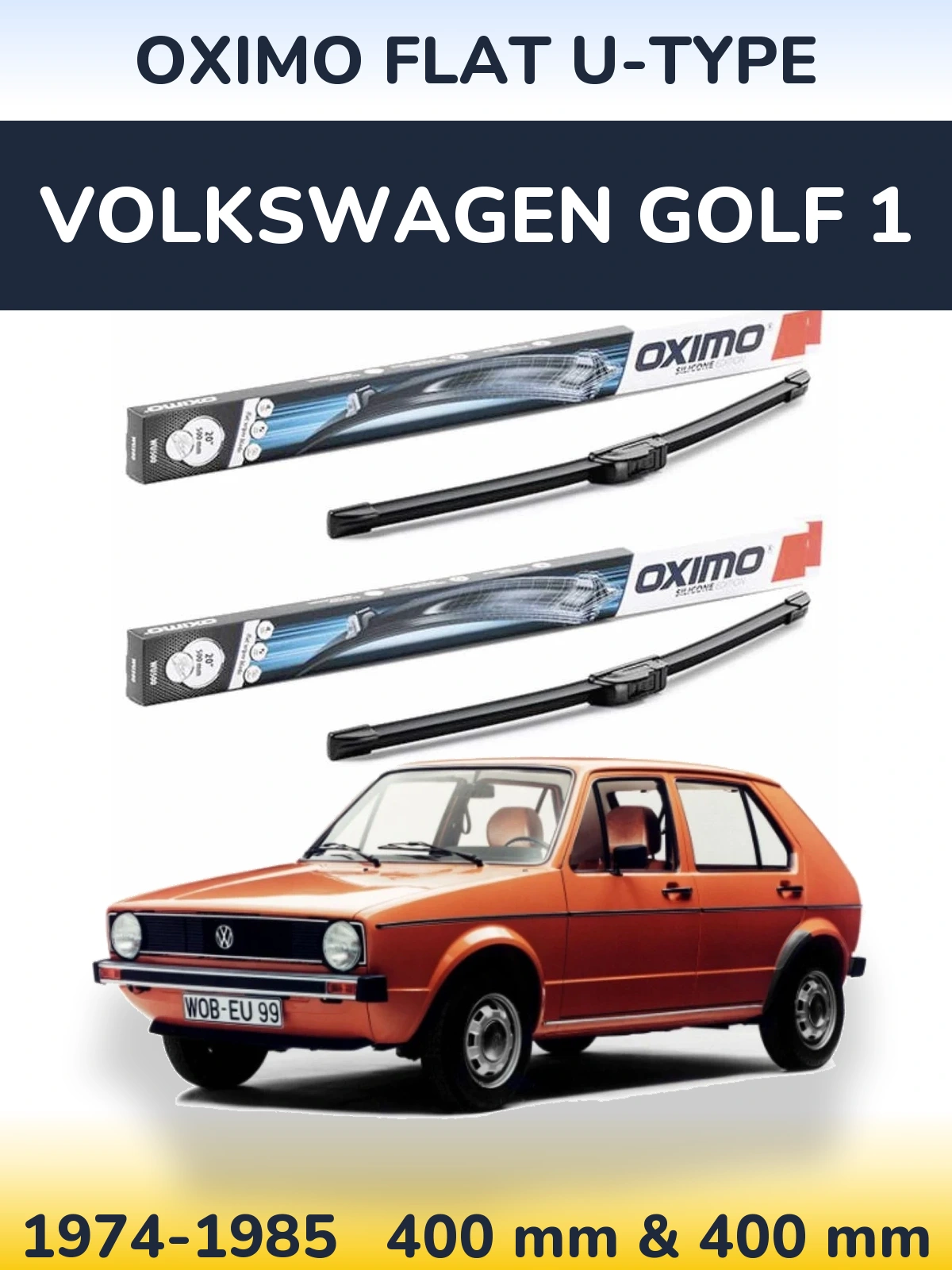 Комплект передніх щіток Oximo Flat U-type 400 & 400 мм для Volkswagen Golf 1 1974-1985