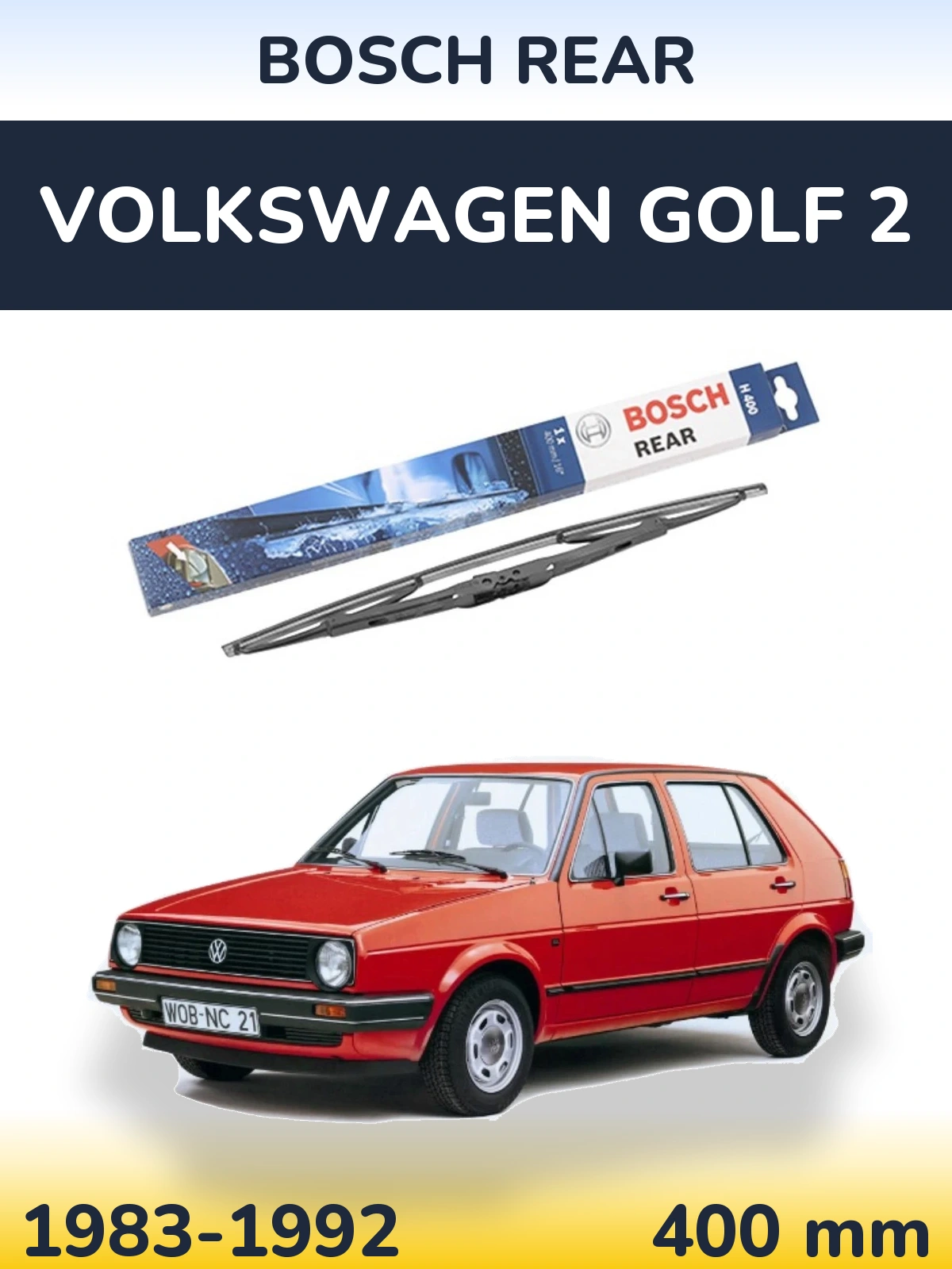 Задня щітка BOSCH Rear 400 мм для Volkswagen Golf 2 1983-1992
