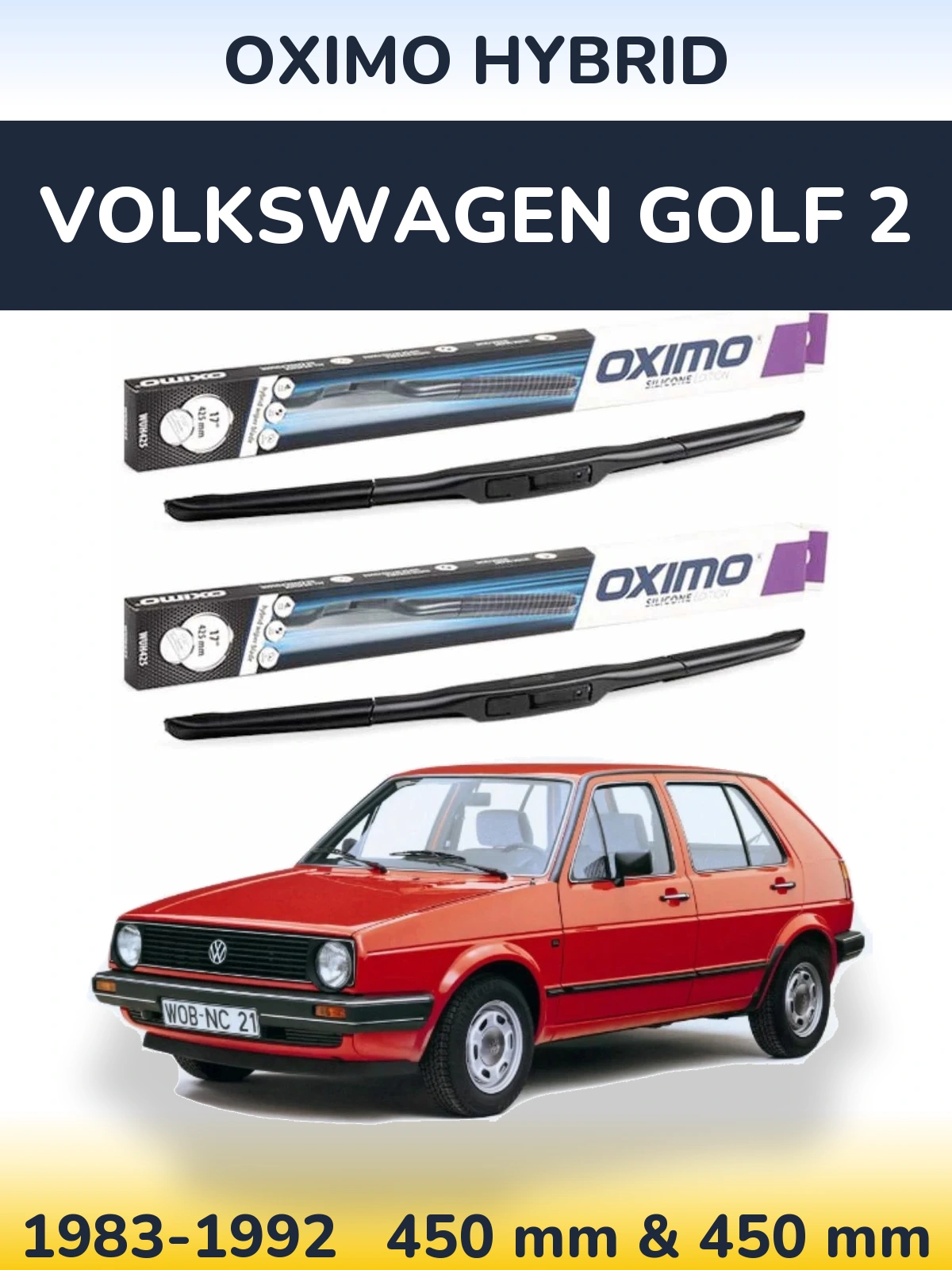 Komplet przednich wycieraczek Oximo Hybrid 450 & 450 mm do Volkswagen Golf 2 1983-1992