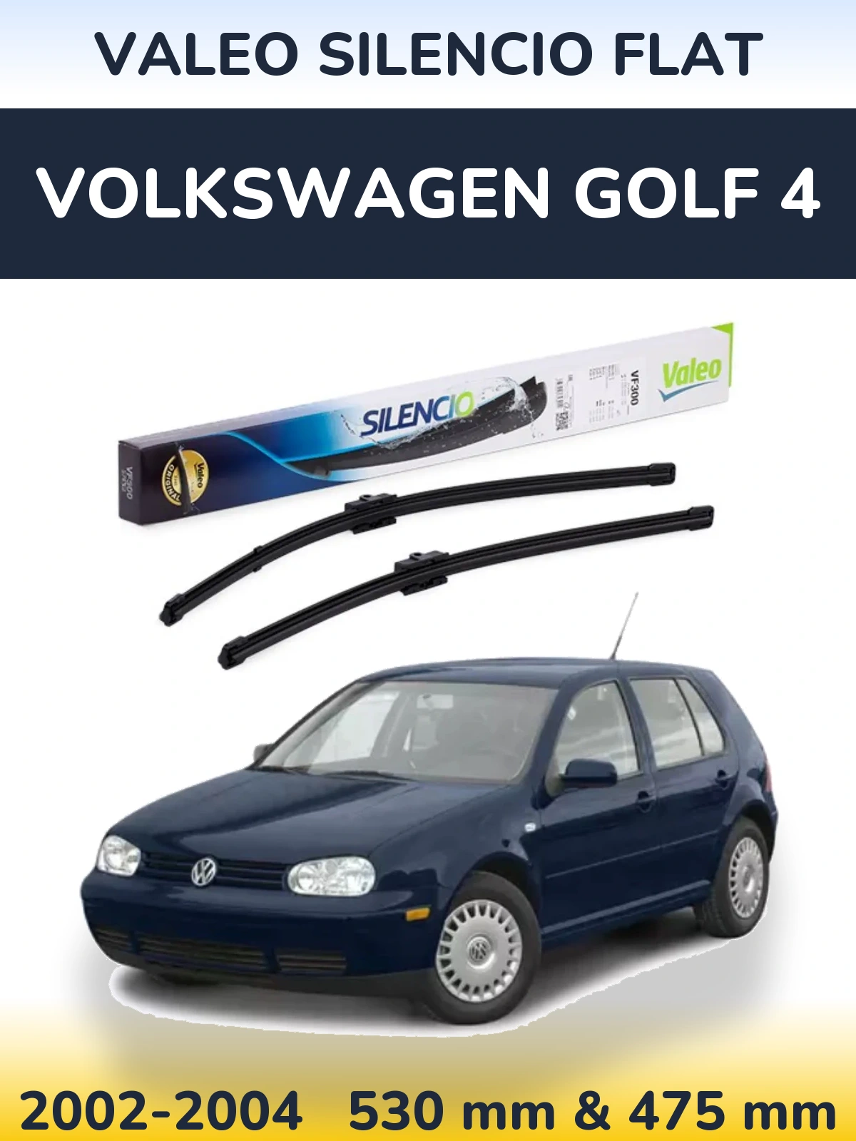 Komplet przednich wycieraczek Valeo Silencio Flat 530 & 475 mm do Volkswagen Golf 4 2002-2004