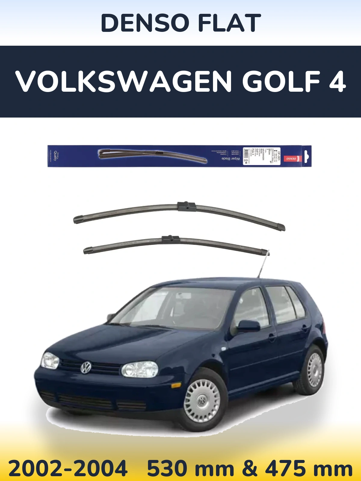Komplet przednich wycieraczek Denso Flat 530 & 475 mm do Volkswagen Golf 4 2002-2004