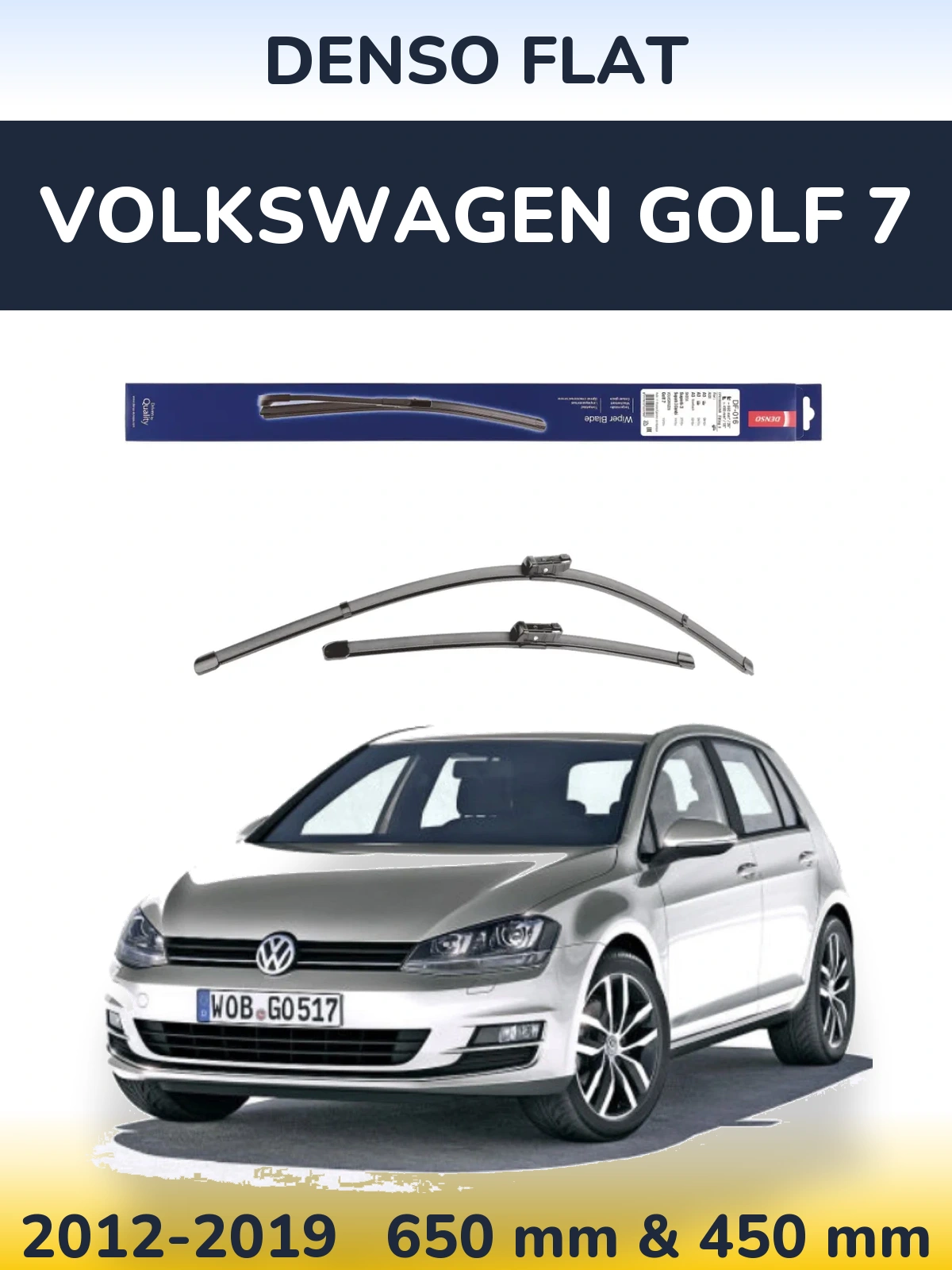 Комплект передних дворников Denso Flat 650 & 450 мм для Volkswagen Golf 7 2012-2019
