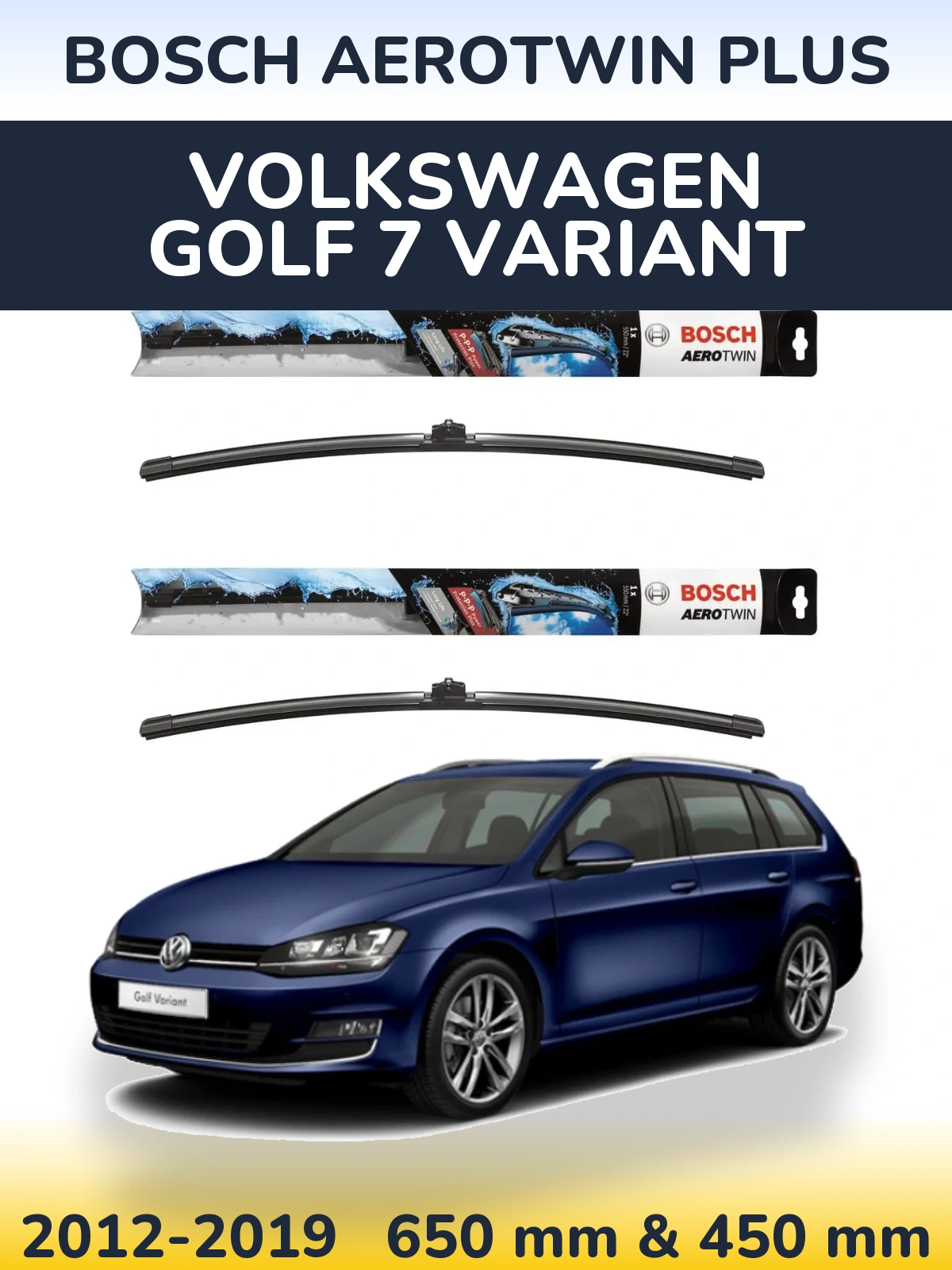 Komplet przednich wycieraczek BOSCH AeroTwin Plus 650 & 450 mm do Volkswagen Golf 7 Variant 2012-2019