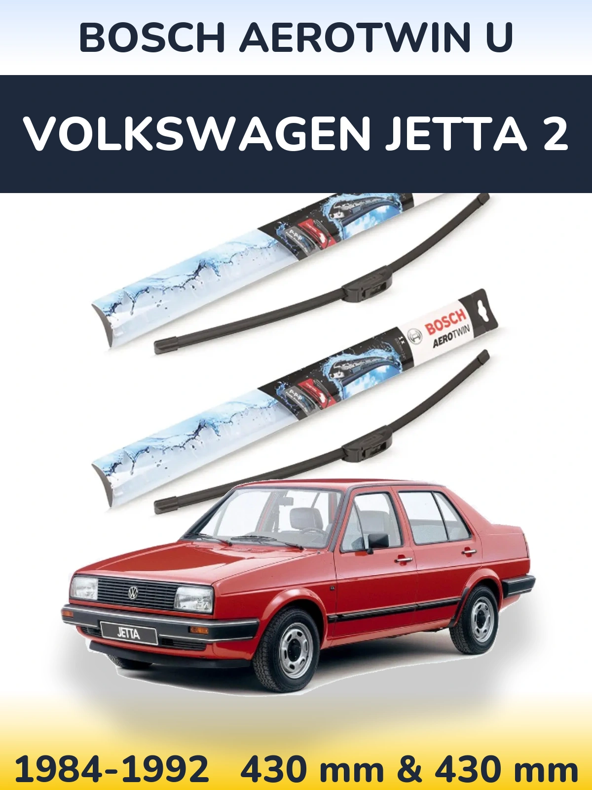 Komplet przednich wycieraczek BOSCH AeroTwin U 430 & 430 mm do Volkswagen Jetta 2 1984-1992