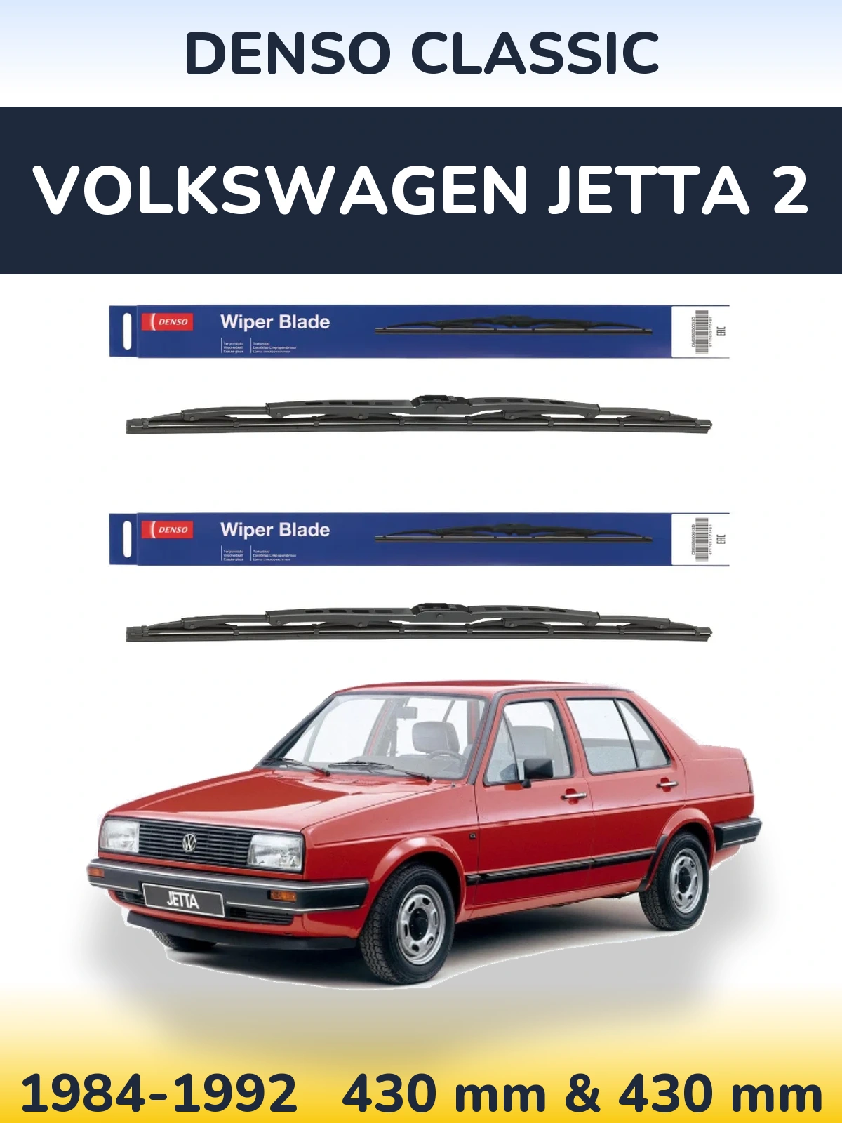 Komplet przednich wycieraczek Denso Classic 430 & 430 mm do Volkswagen Jetta 2 1984-1992