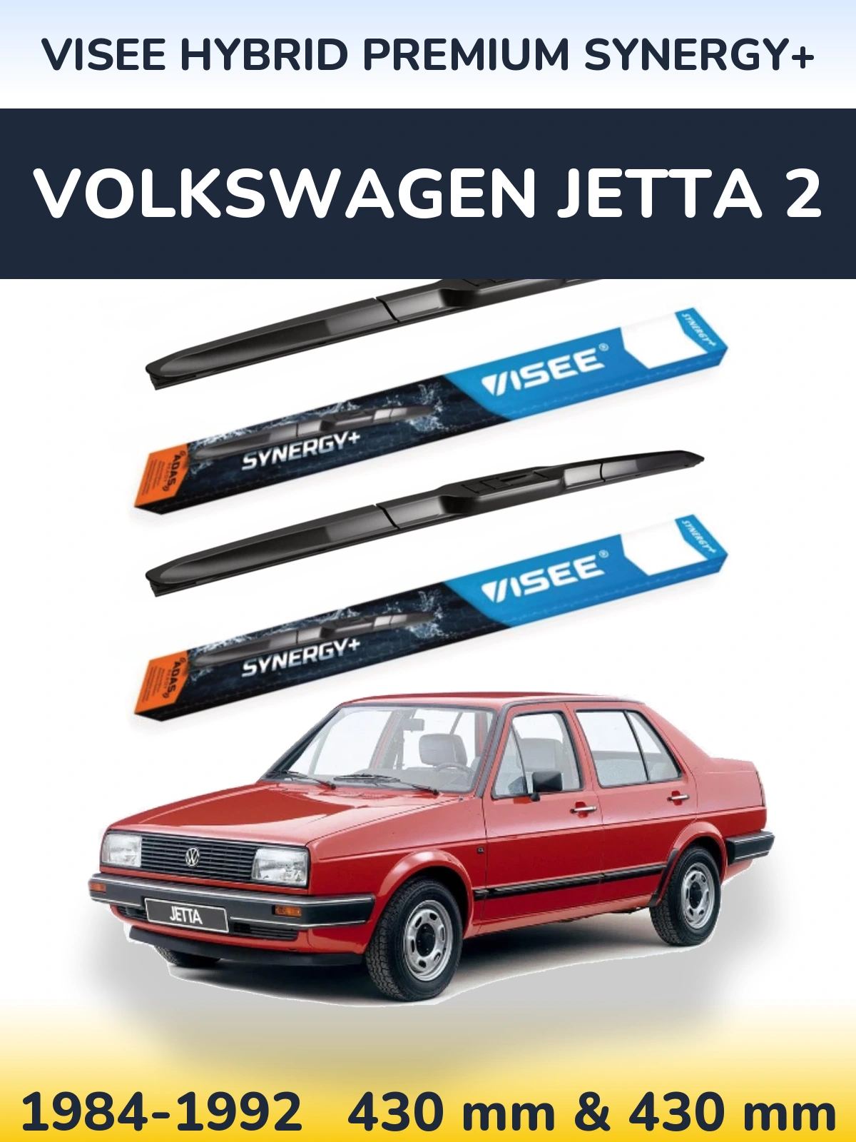 Komplet przednich wycieraczek VISEE HYBRID PREMIUM SYNERGY+ 430 & 430 mm do Volkswagen Jetta 2 1984-1992