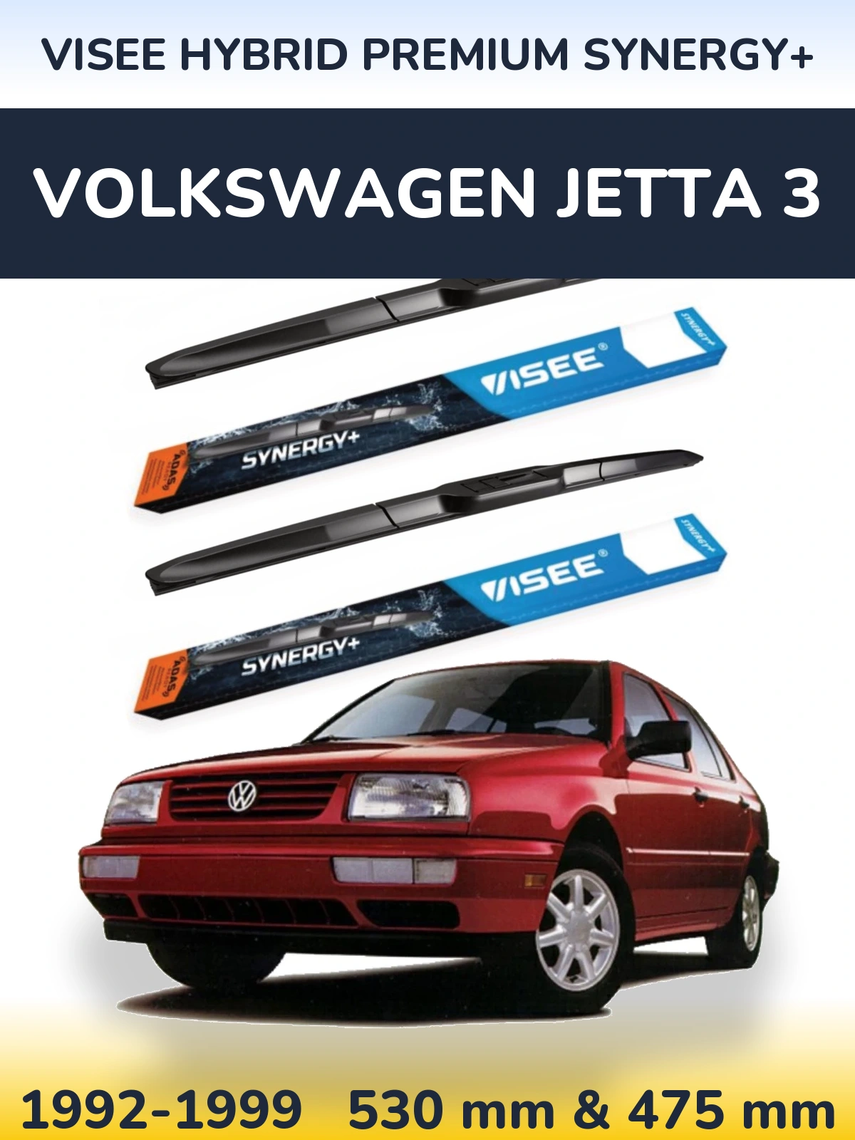 Komplet przednich wycieraczek VISEE HYBRID PREMIUM SYNERGY+ 530 & 475 mm do Volkswagen Jetta 3 1992-1999