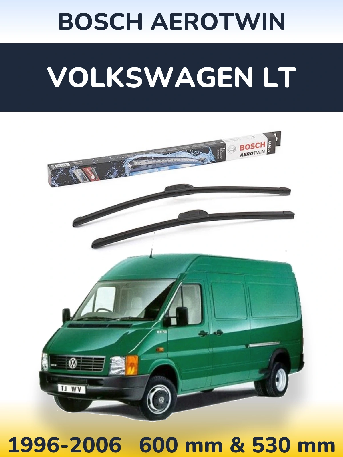 Front wiper blade set BOSCH AeroTwin 600 & 530 mm for Volkswagen LT 1996-2006