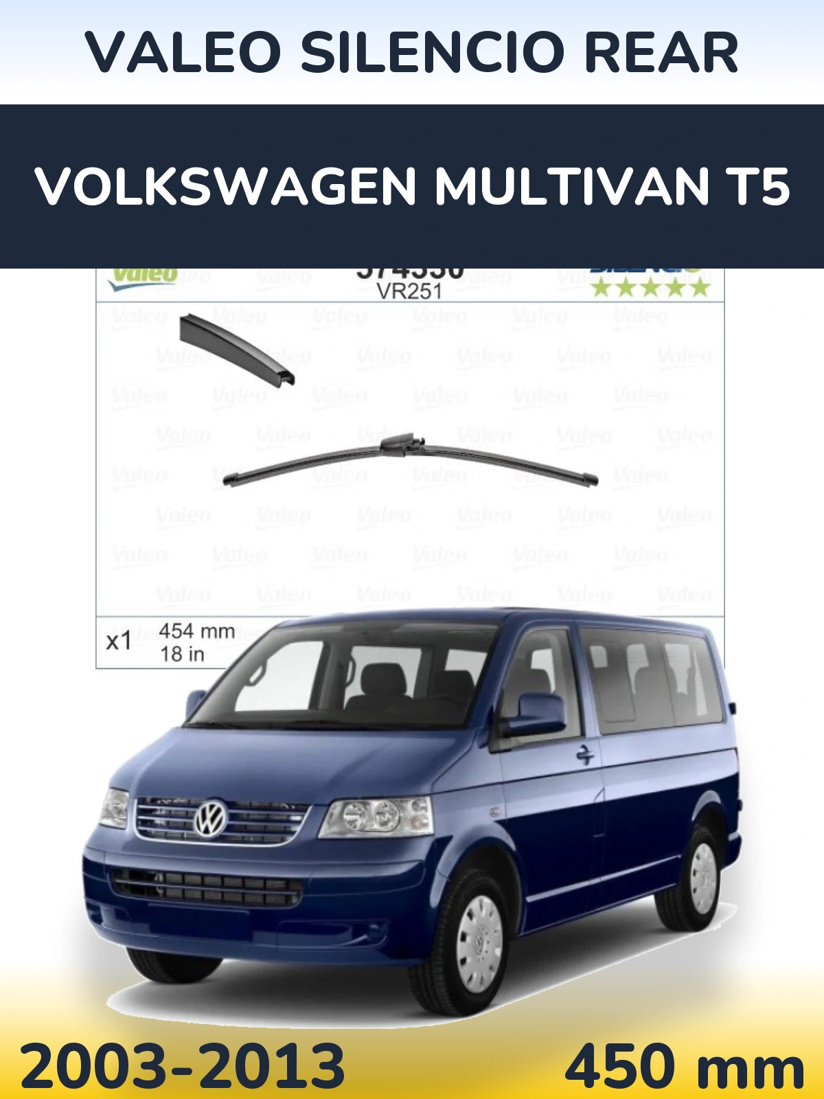 Tylna wycieraczka Valeo Silencio Rear 454 mm do Volkswagen Multivan T5 2003-2013
