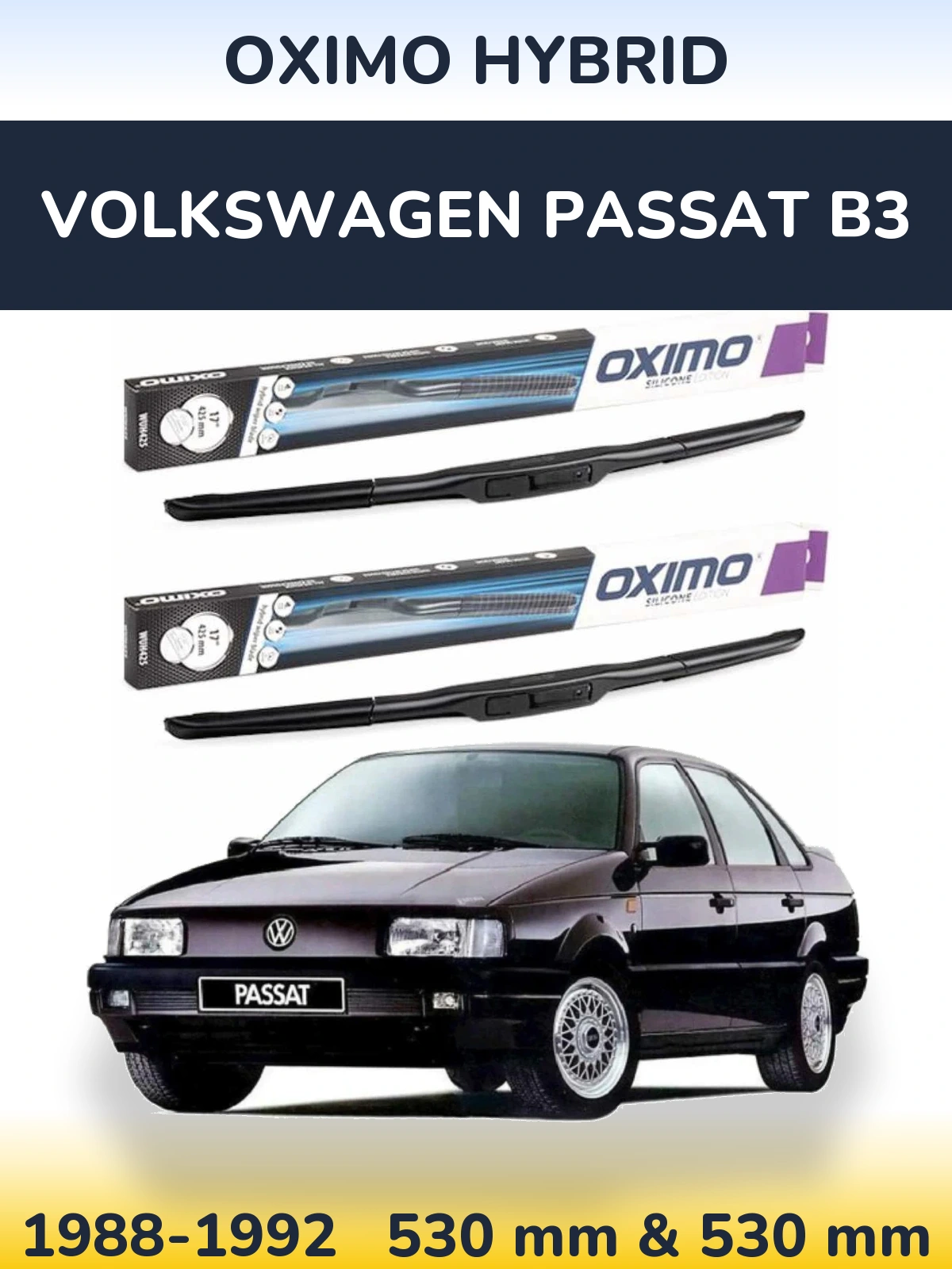 Komplet przednich wycieraczek Oximo Hybrid 530 & 530 mm do Volkswagen Passat B3 1988-1992