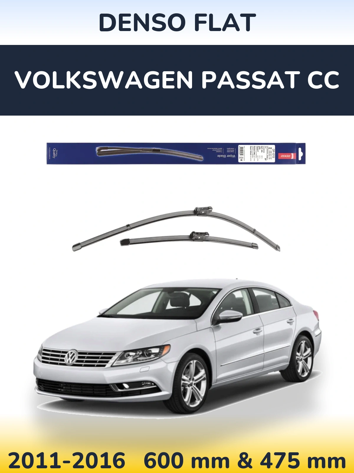Комплект передних дворников Denso Flat 600 & 475 мм для Volkswagen Passat CC 2011-2016