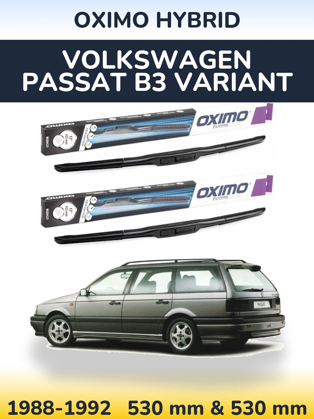 Komplet przednich wycieraczek Oximo Hybrid 530 & 530 mm do Volkswagen Passat B3 Variant 1988-1992