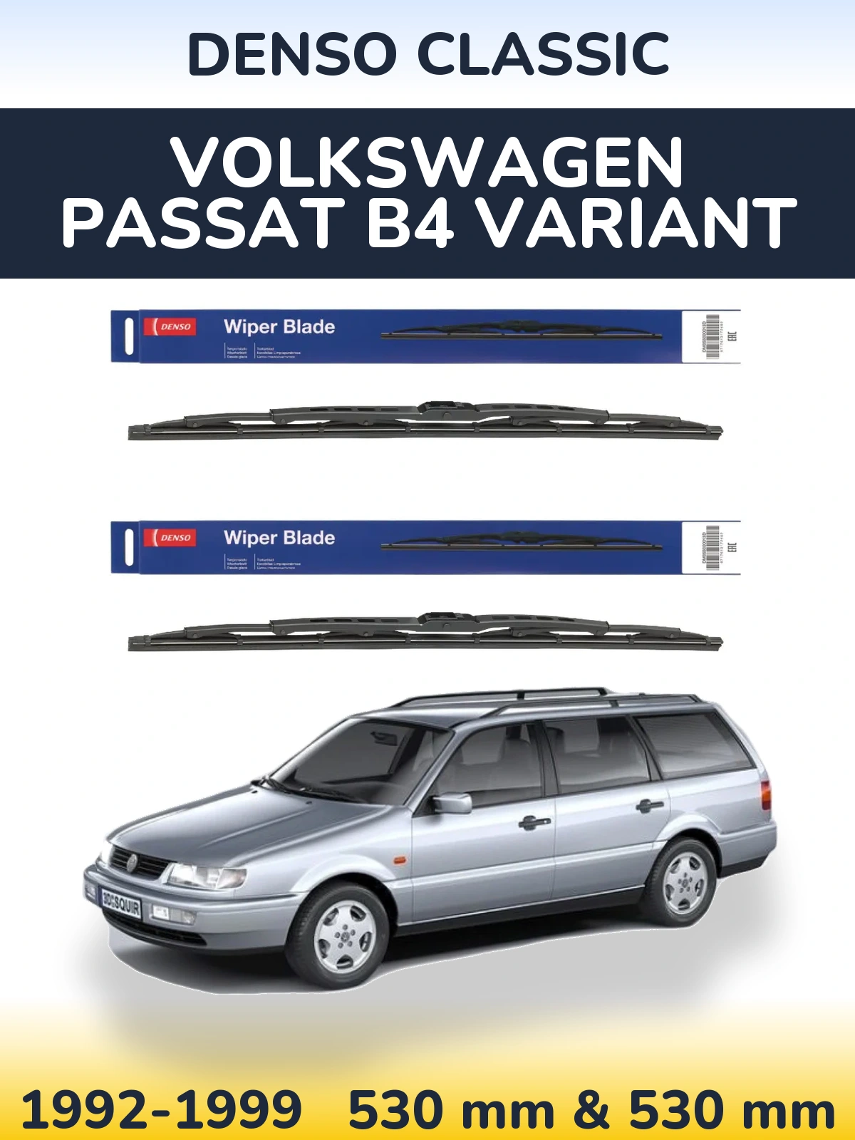 Komplet przednich wycieraczek Denso Classic 530 & 530 mm do Volkswagen Passat B4 Variant 1992-1999