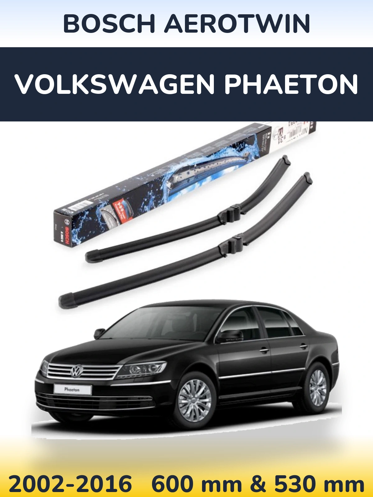 Komplet przednich wycieraczek BOSCH AeroTwin 600 & 530 mm do Volkswagen Phaeton 2002-2016