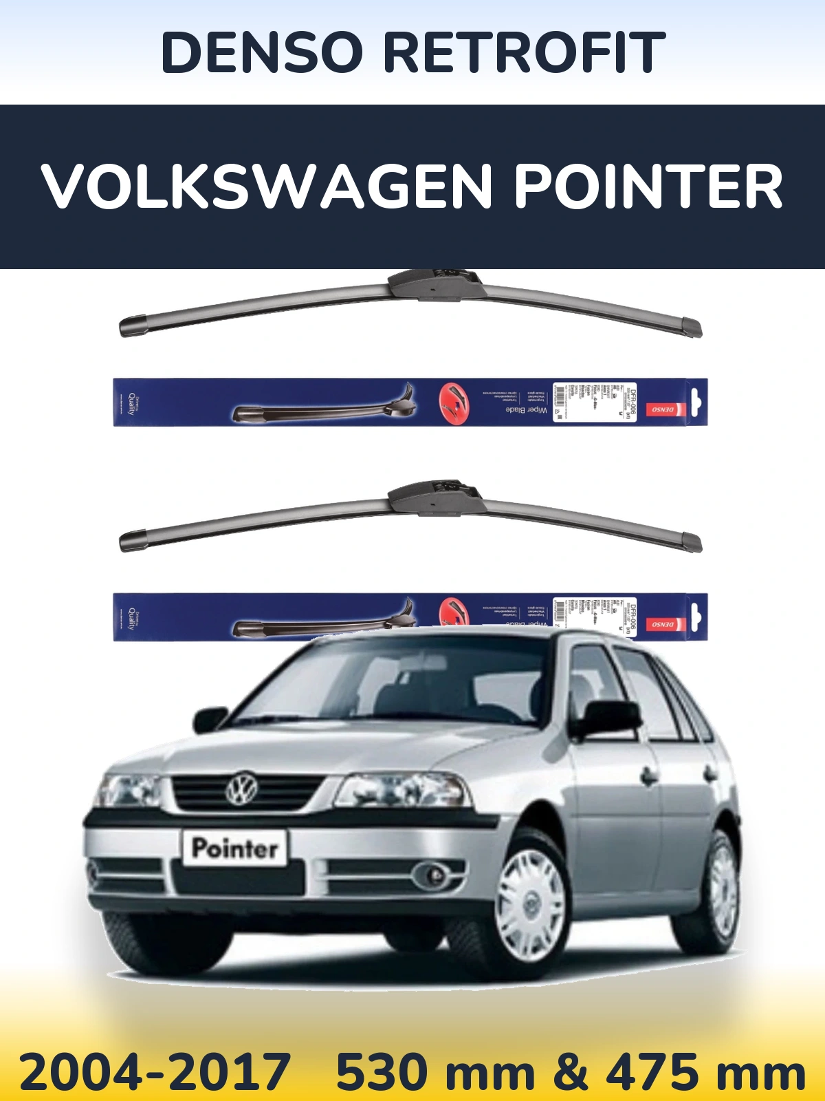 Комплект передніх щіток Denso Retrofit 530 & 475 мм для Volkswagen Pointer 2004-2017
