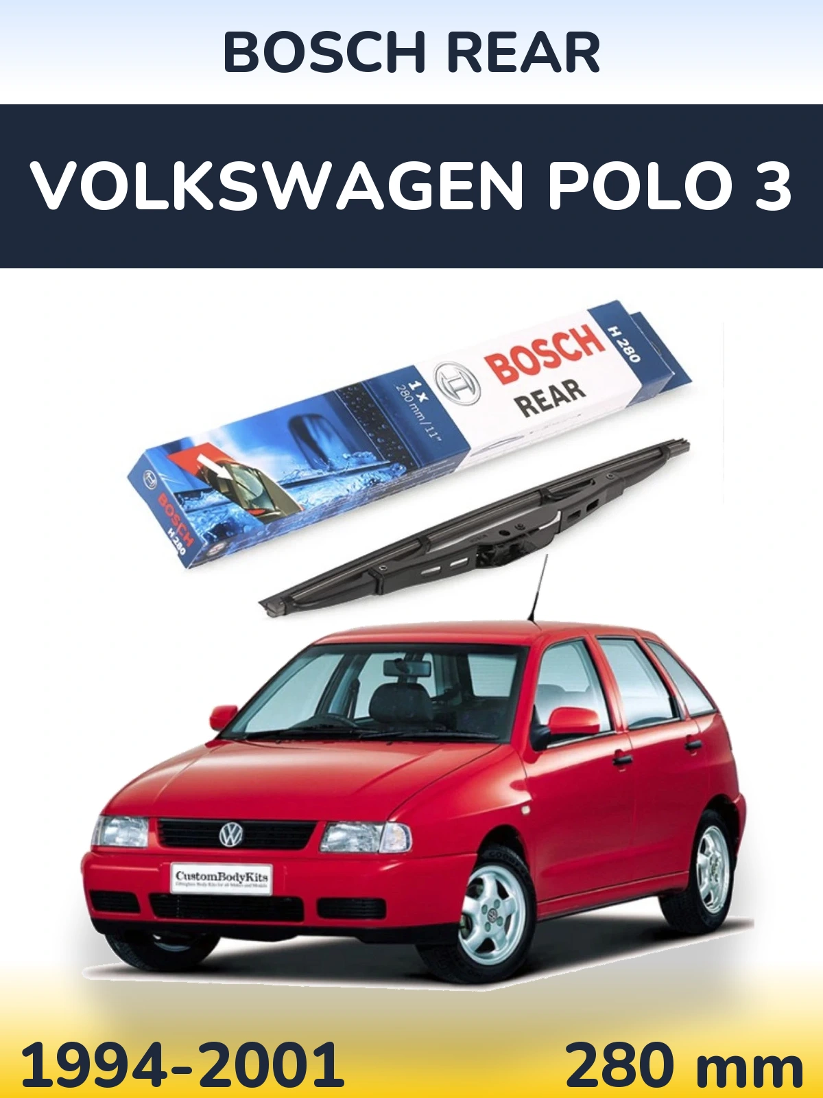 Задний дворник BOSCH Rear 280 мм для Volkswagen Polo 3 1994-2001