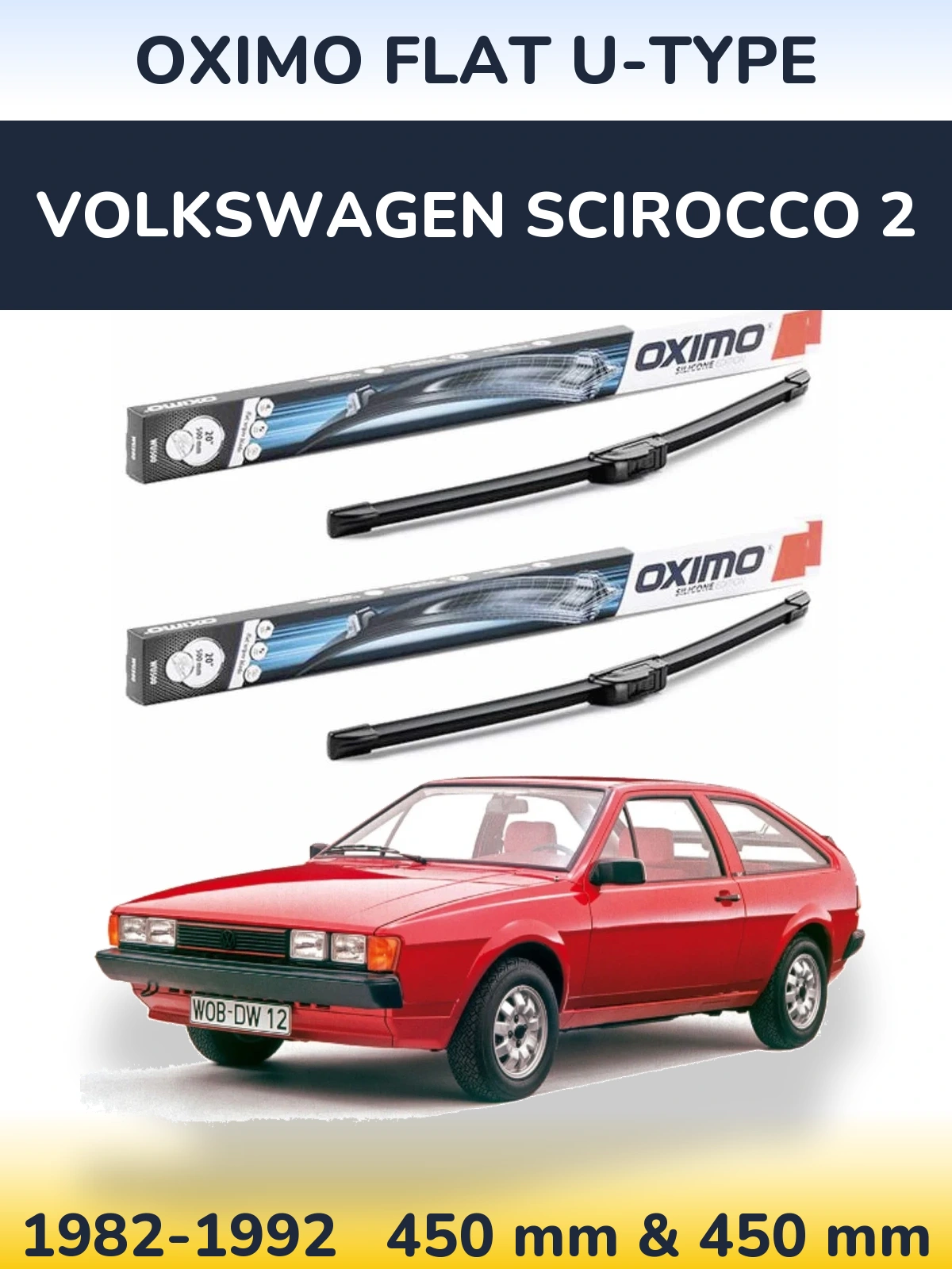 Komplet przednich wycieraczek Oximo Flat U-type 450 & 450 mm do Volkswagen Scirocco 2 1982-1992