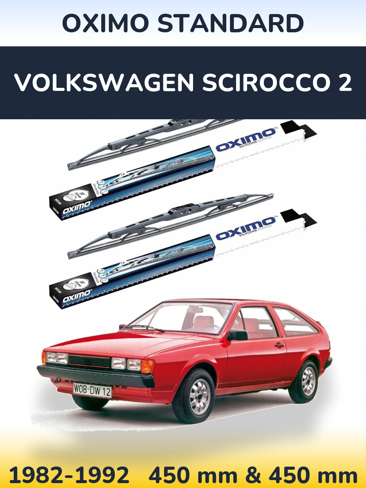 Komplet przednich wycieraczek Oximo Standard 450 & 450 mm do Volkswagen Scirocco 2 1982-1992