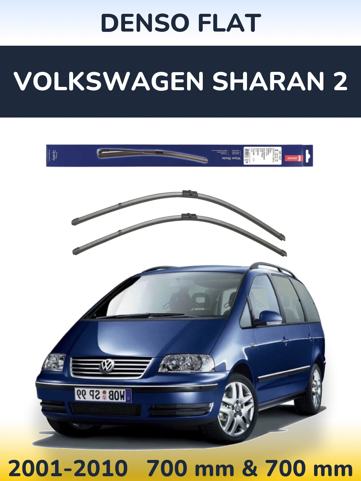Komplet przednich wycieraczek Denso Flat 700 & 700 mm do Volkswagen Sharan 2 2001-2010