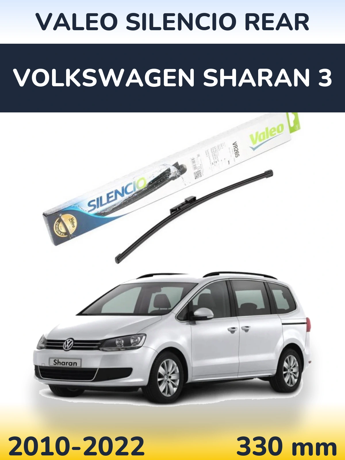 Rear wiper blade Valeo Silencio Rear 335 mm for Volkswagen Sharan 3 2010-2022