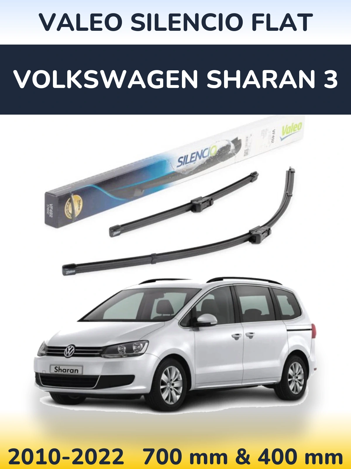 Комплект передних дворников Valeo Silencio Flat 700 & 400 мм для Volkswagen Sharan 3 2010-2022