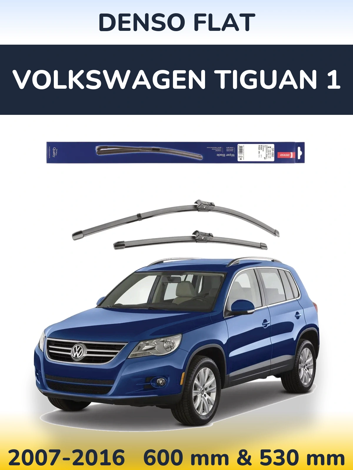 Komplet przednich wycieraczek Denso Flat 580 & 530 mm do Volkswagen Tiguan 1 2007-2016