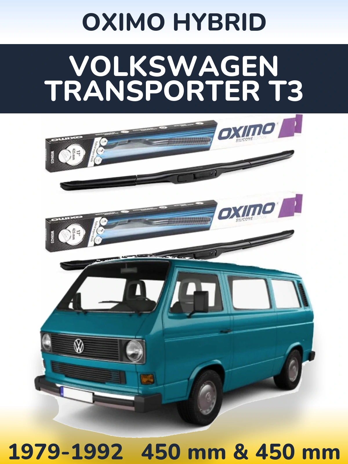 Komplet przednich wycieraczek Oximo Hybrid 450 & 450 mm do Volkswagen Transporter T3 1979-1992