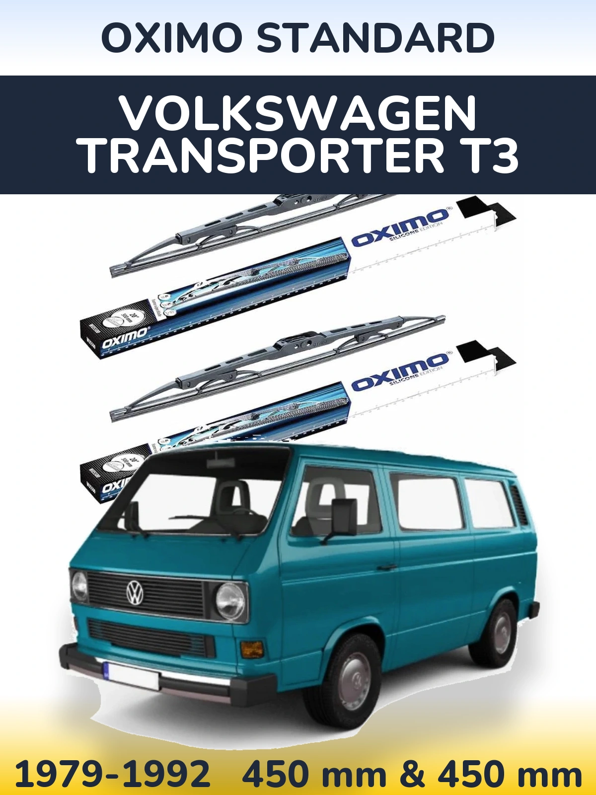 Комплект передних дворников Oximo Standard 450 & 450 мм для Volkswagen Transporter T3 1979-1992