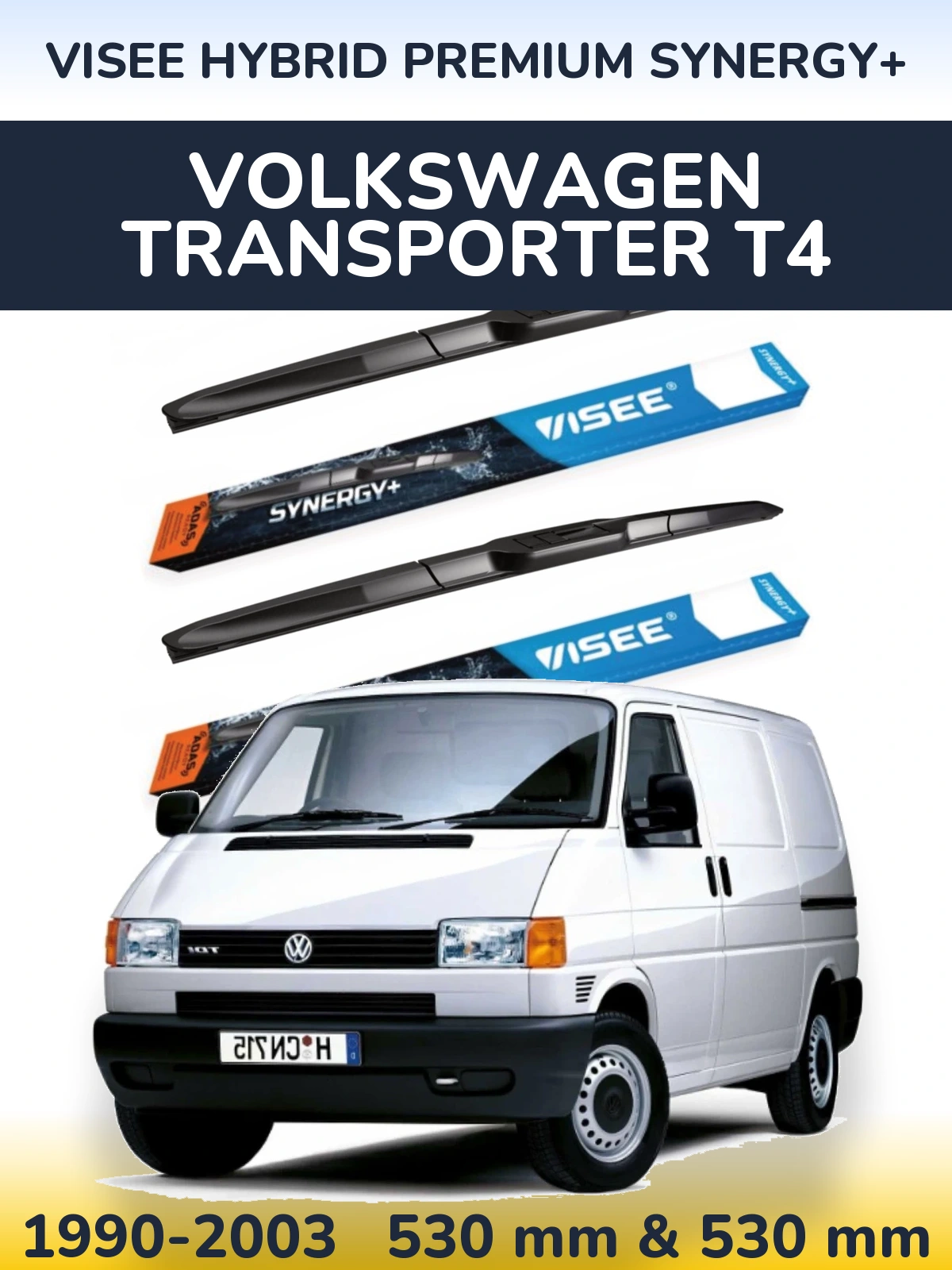 Komplet przednich wycieraczek VISEE HYBRID PREMIUM SYNERGY+ 530 & 530 mm do Volkswagen Transporter T4 1990-2003