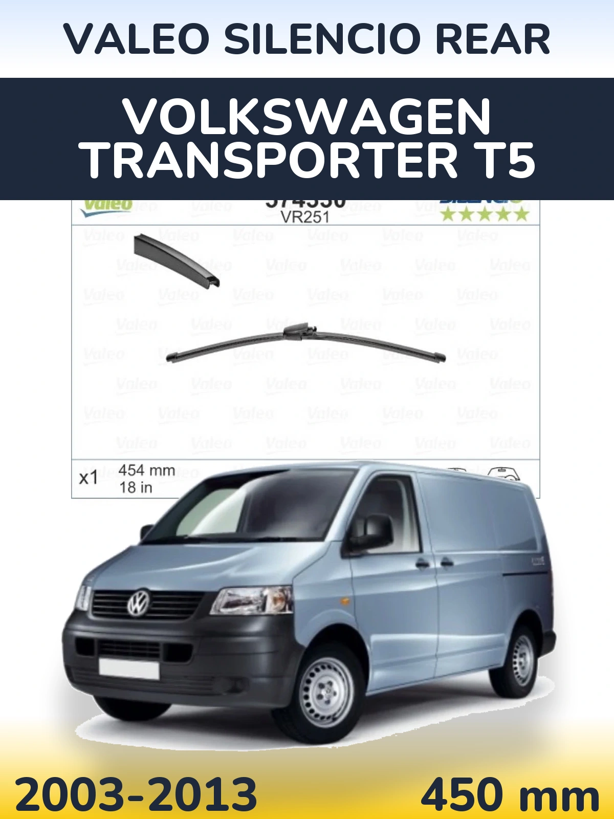 Tylna wycieraczka Valeo Silencio Rear 454 mm do Volkswagen Transporter T5 2003-2013