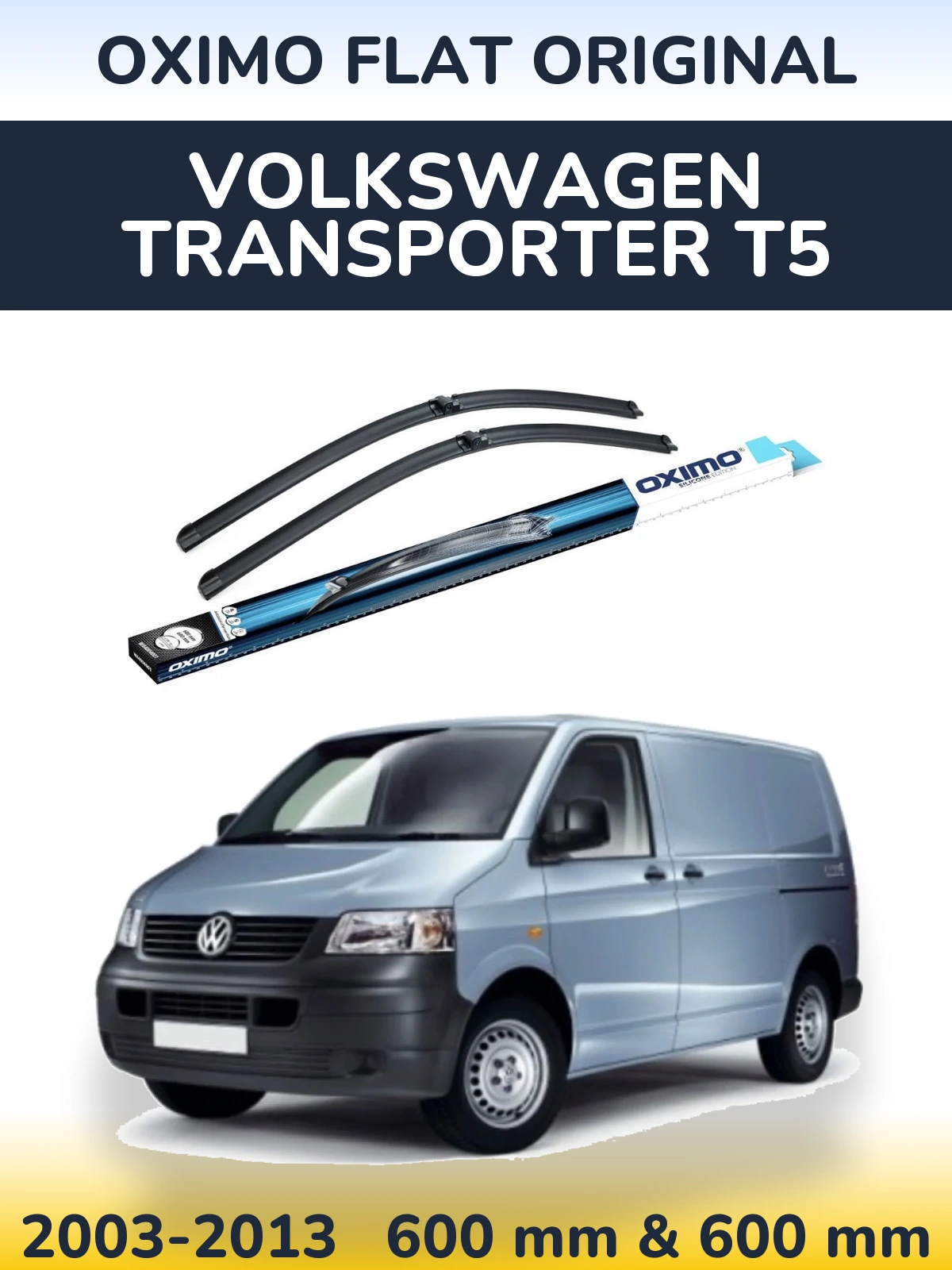 Комплект передних дворников Oximo Flat Original 600 & 600 мм для Volkswagen Transporter T5 2003-2013