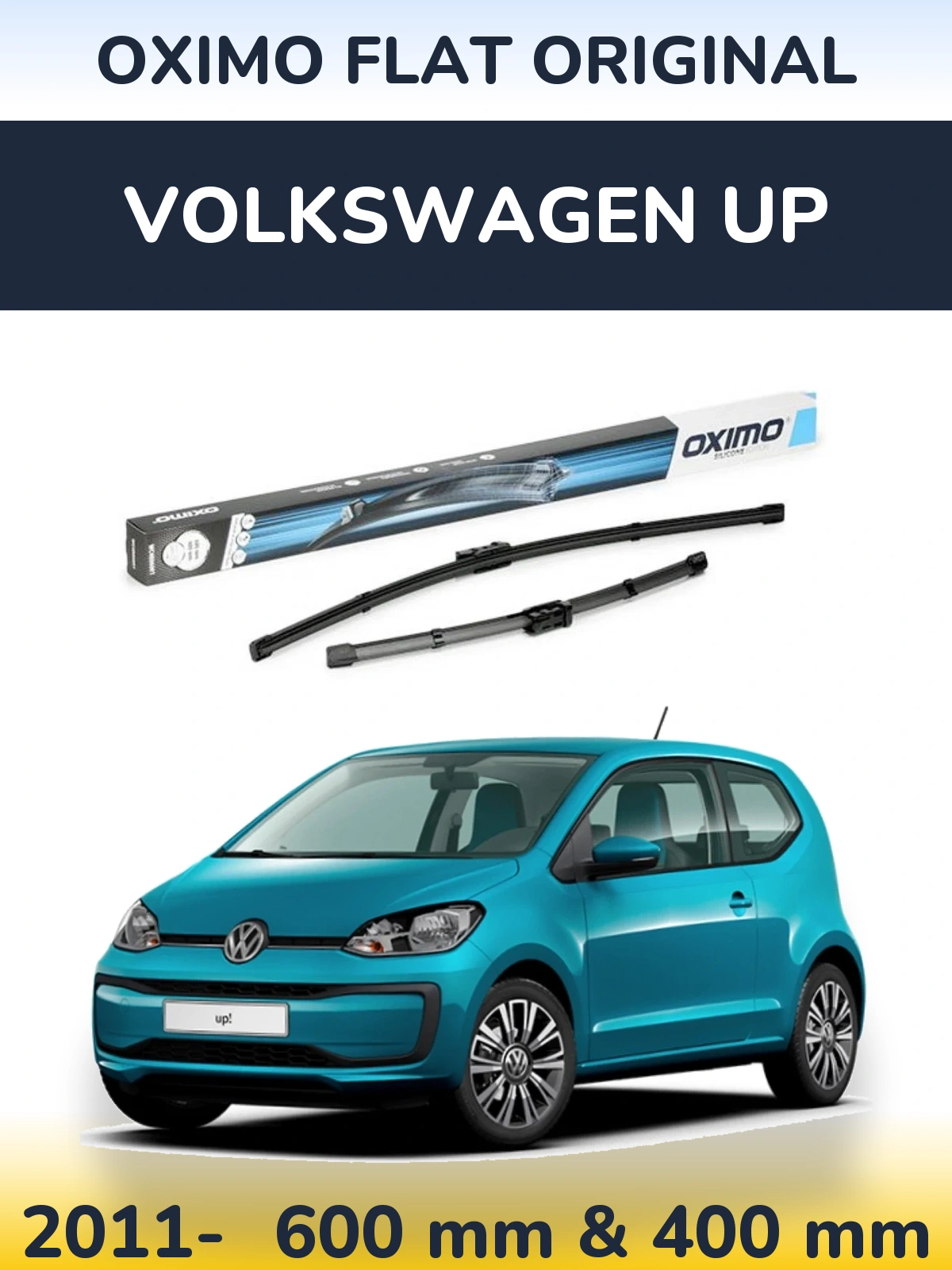 Комплект передніх щіток Oximo Flat Original 600 & 400 мм для Volkswagen Up 2011-2026
